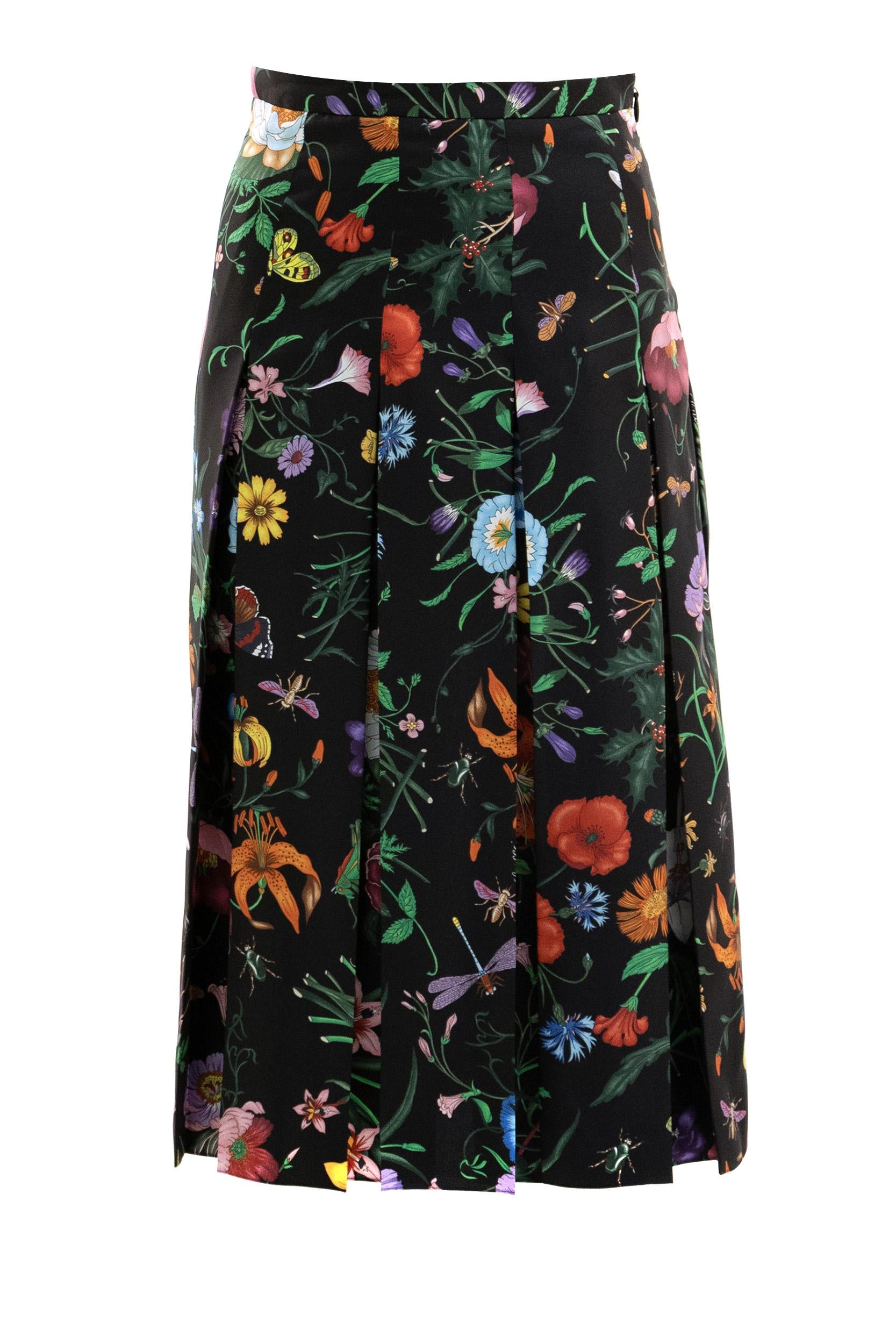 Gonna Midi Plissettata in Twill di Seta<BR/> 864510 ZAUU8 1066 GUCCI