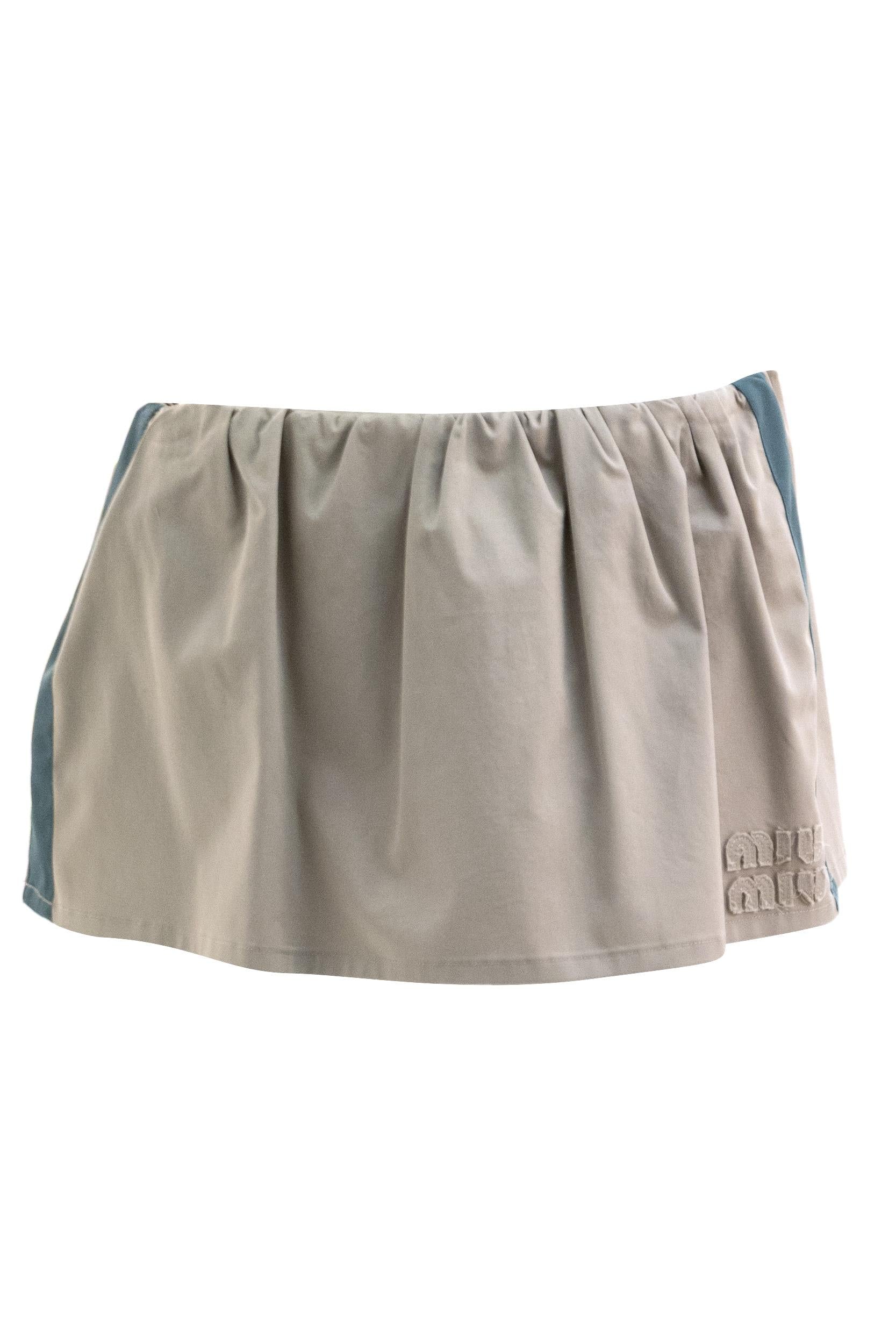 Minigonna in twill washed color kaki<BR/> MG2638 S OOO 19CT F0D3K MIU MIU