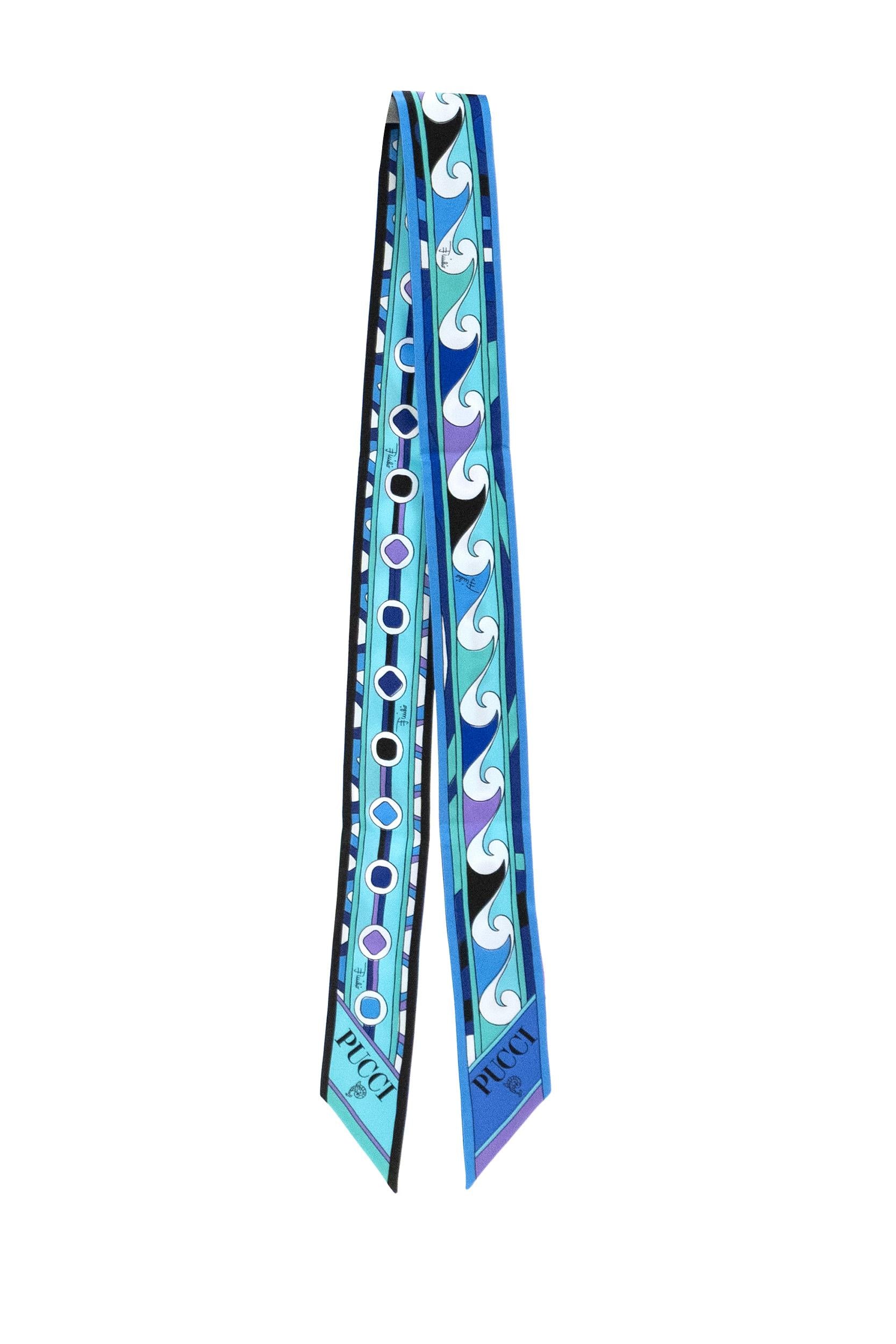 Foulard in seta con stampa Vivara di colore turchese e blu<BR/> 6HGB23 6HC06 2 EMILIO PUCCI