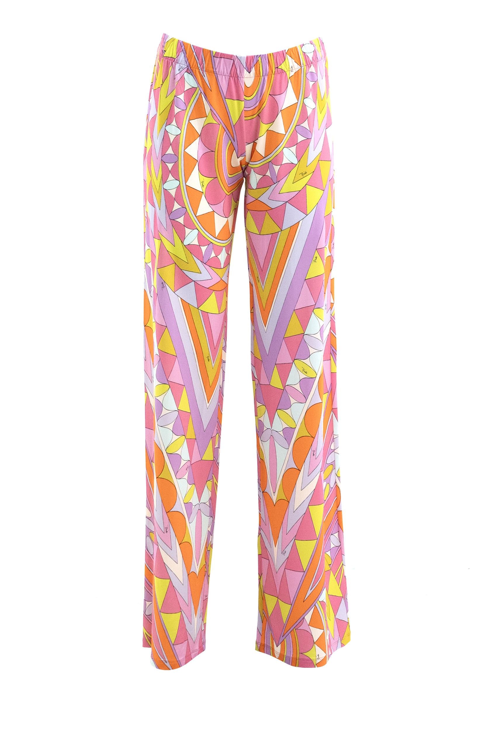 Pantaloni in viscosa con stampa multicolore<BR/> 6HJT31 6H77 043 EMILIO PUCCI