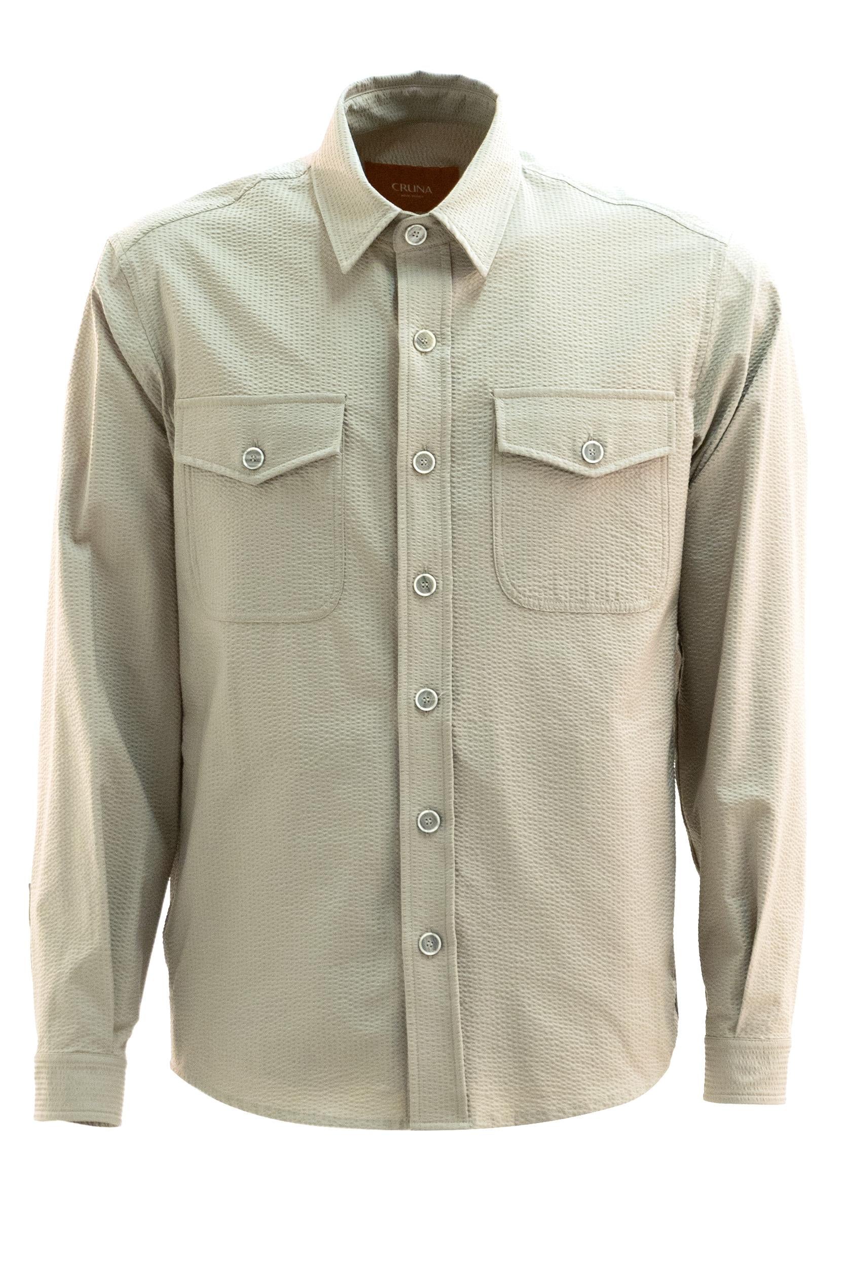 Camicia in seersucker di colore beige<BR/> S.M04.OSAKA 1722 728 CRUNA