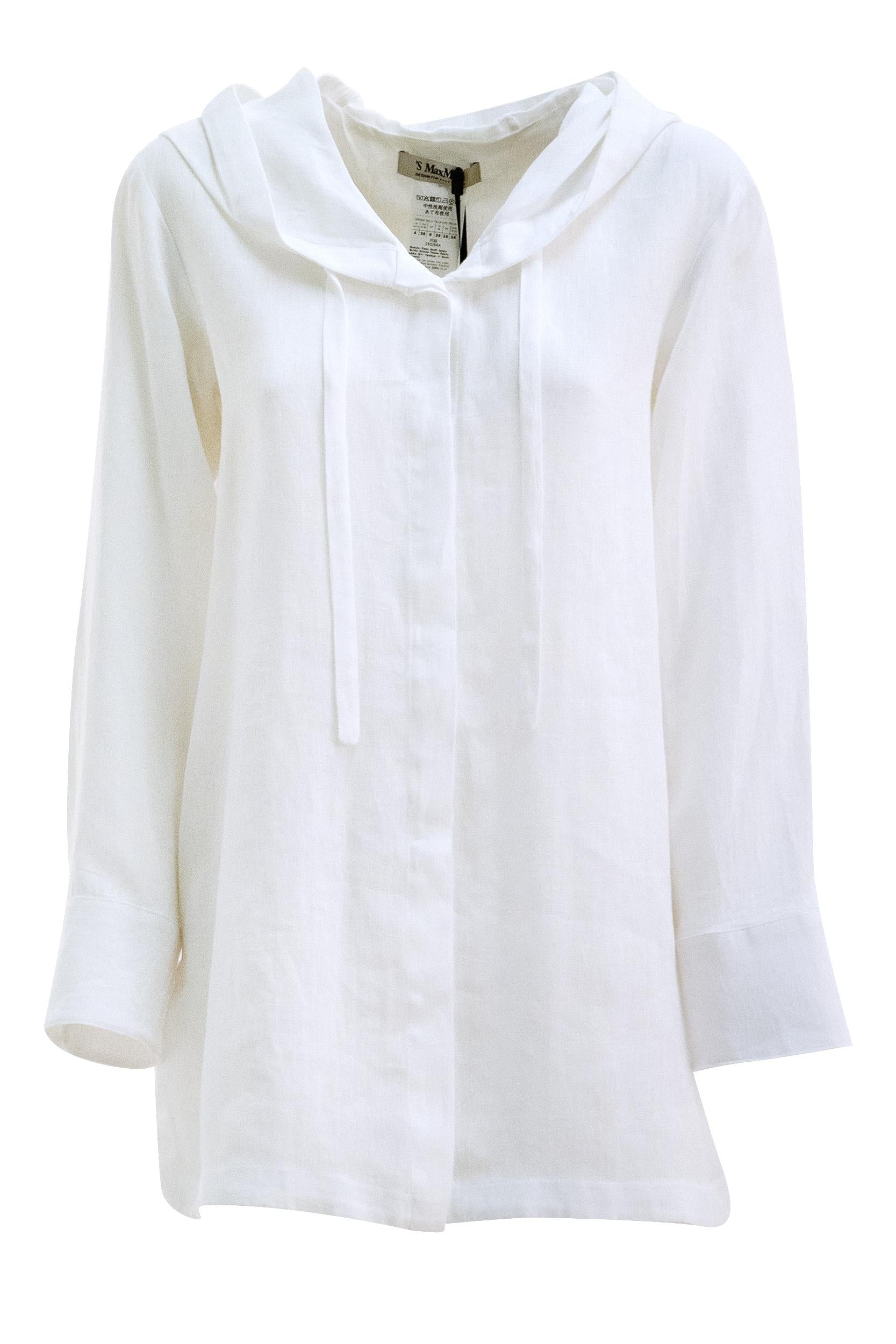 Blusa in lino di colore bianco<BR/> SMMPRUGNA 006 S MAX MARA