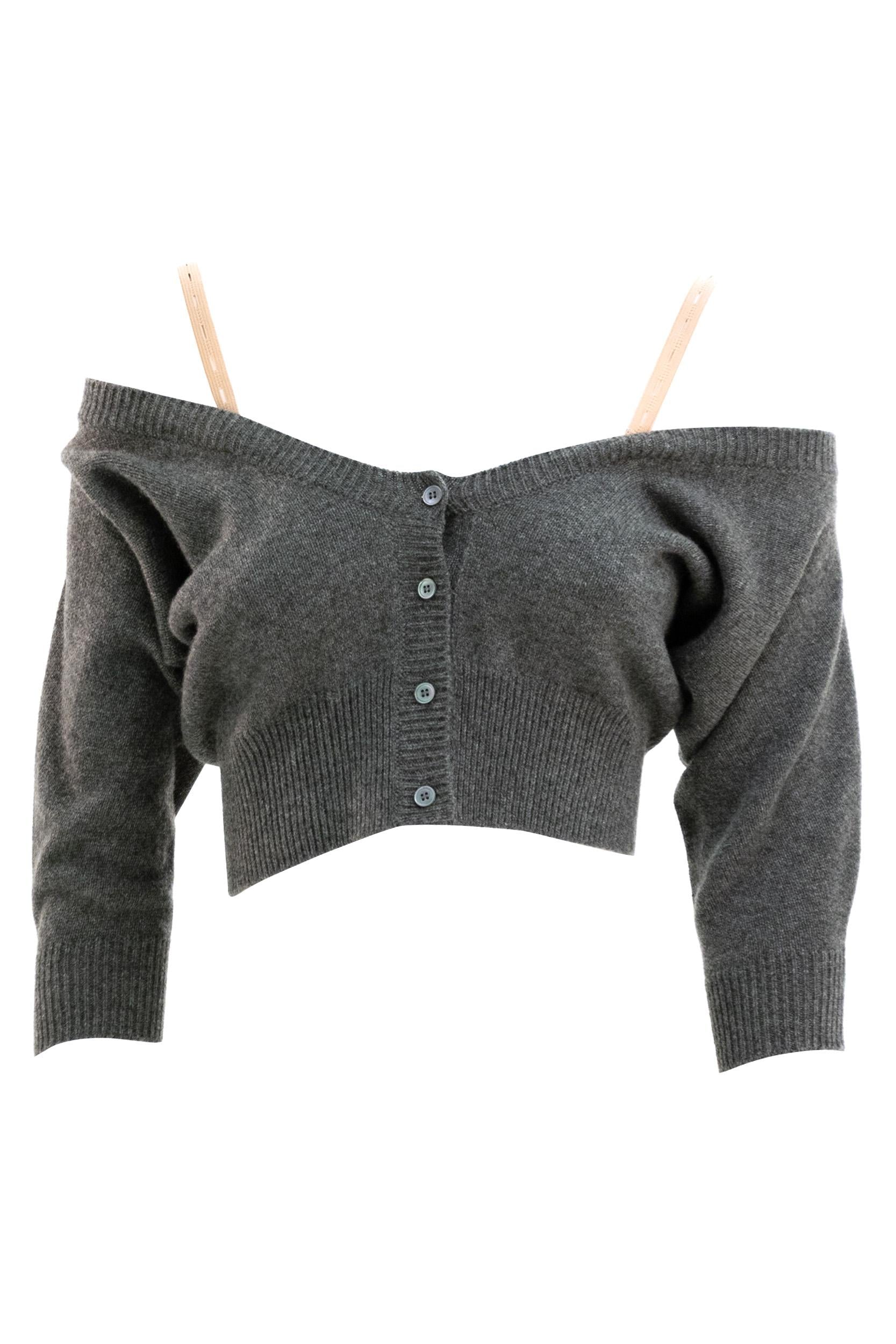 Cardigan in cashmere di colore grigio<BR/> MMF01G S OOO 174K F0480 MIU MIU