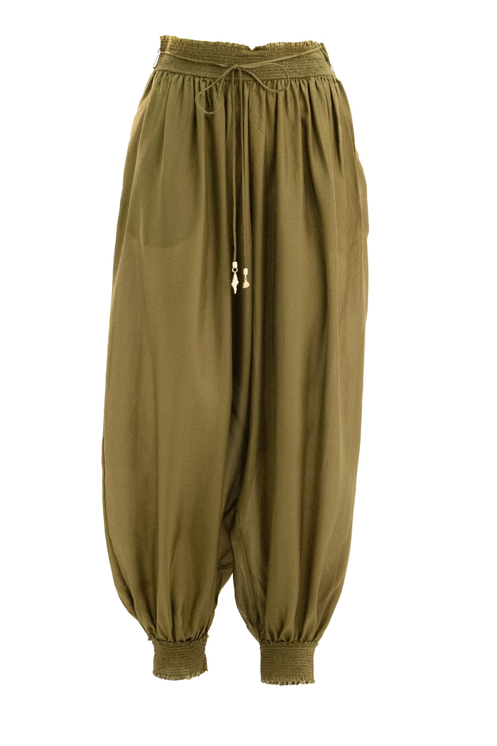 Pantaloni in seta di colore verde oliva <BR/> 7738PSS263 OLIVE ZIMMERMANN