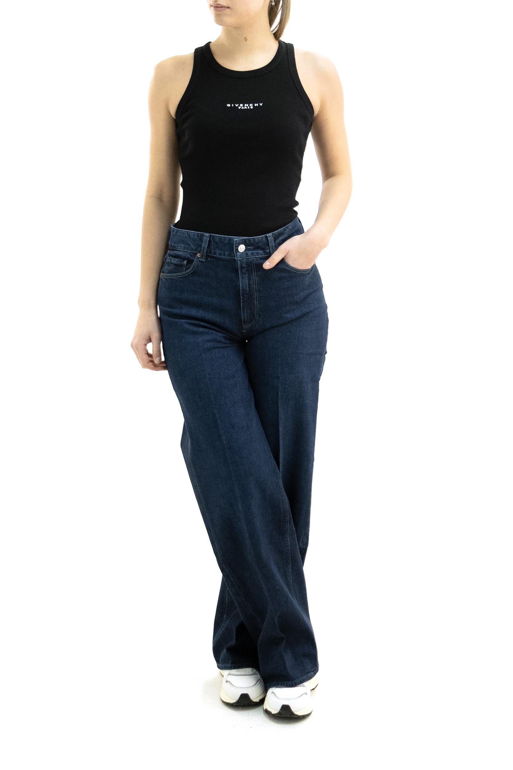 Top in cotone a coste di colore nero<BR/> BW70FPP7BR 001 GIVENCHY