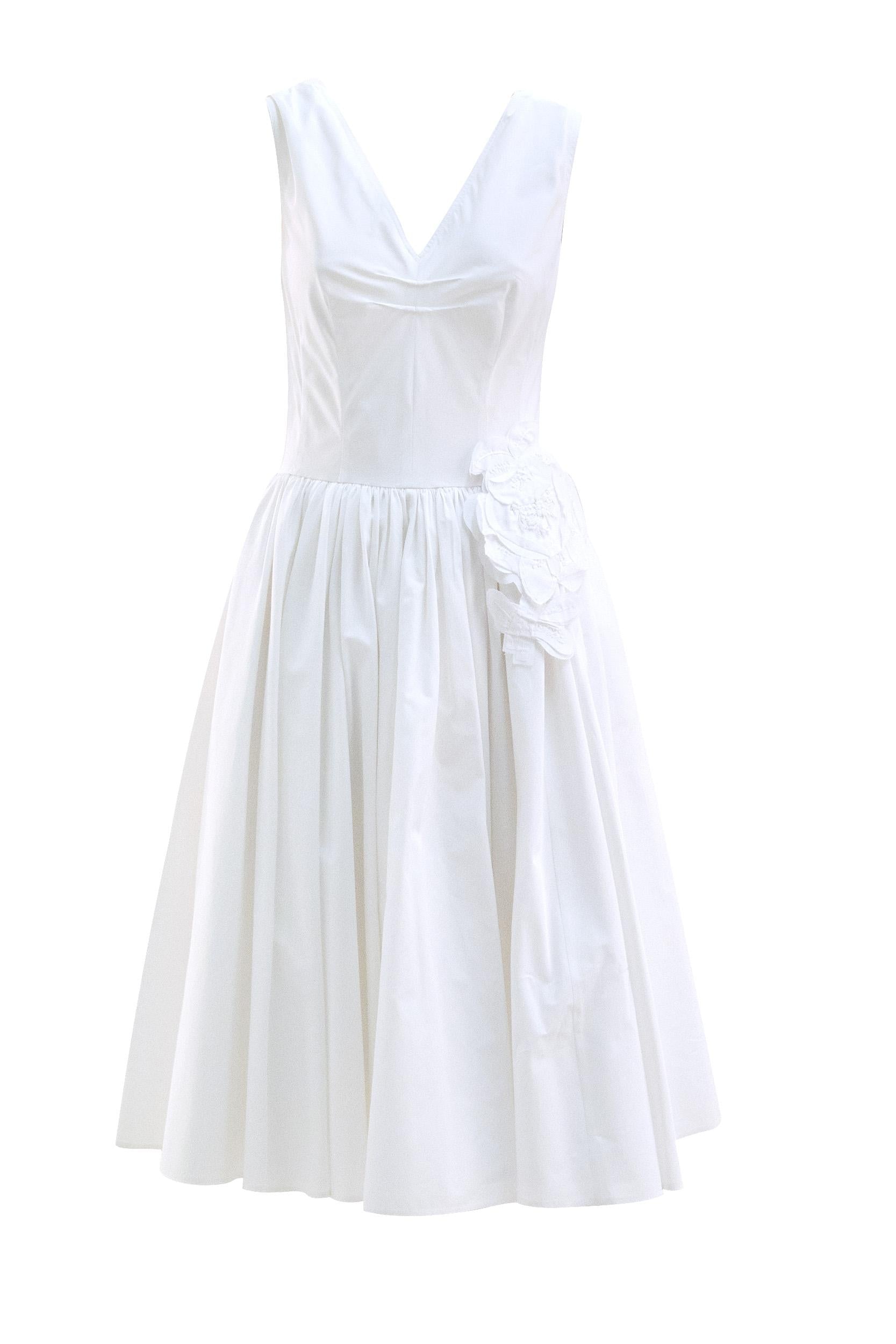 Abito in cotone di colore bianco<BR/> P3R42R S OOO 1XV2 F0009 PRADA