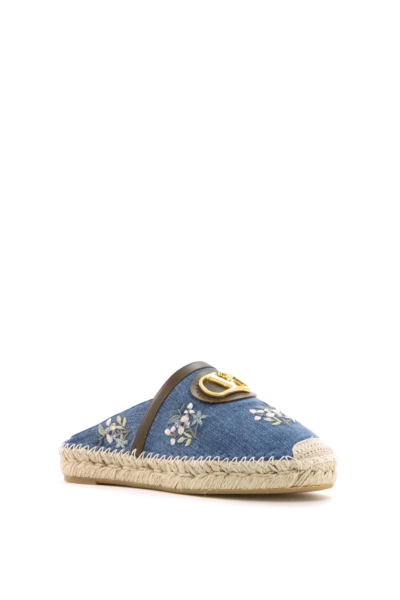 Mule VLogo Signature in denim di colore azzurro <BR/> 8W0S0ME9BNI 3NH VALENTINO GARAVANI