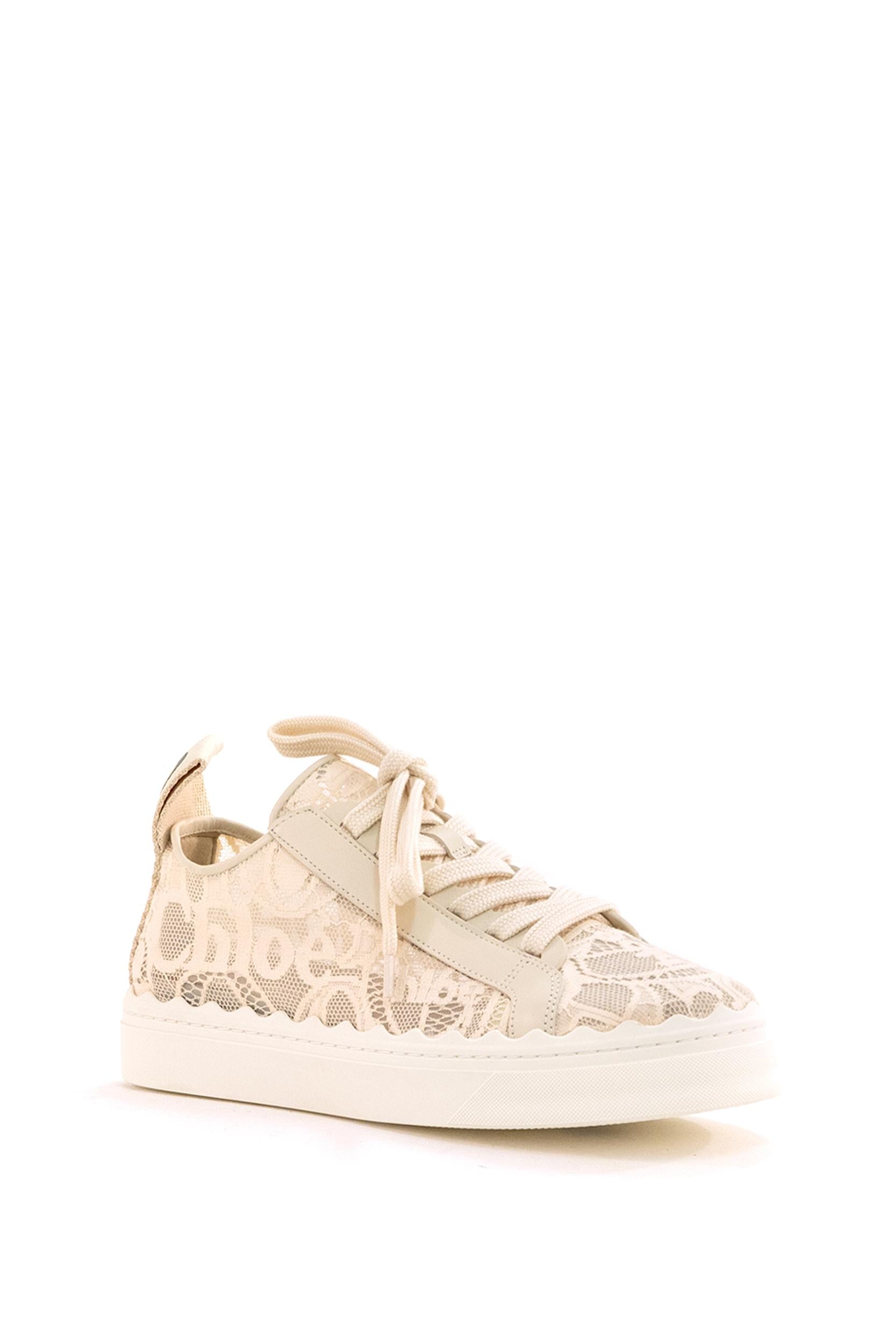 Sneakers low-top in pizzo color beige C19U108D2 6J1 CHLOE'