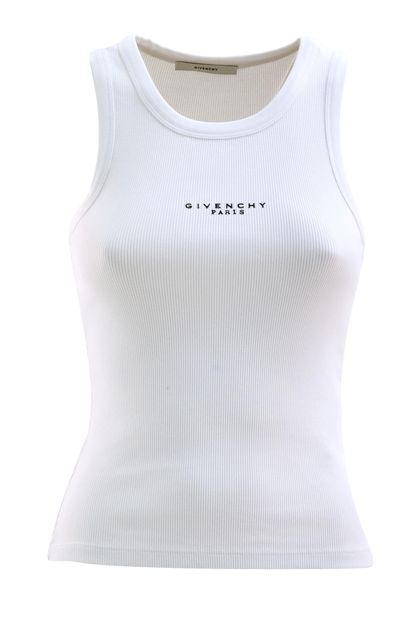 Top in cotone a coste di colore bianco<BR/> BW70FPP7BR 100 GIVENCHY