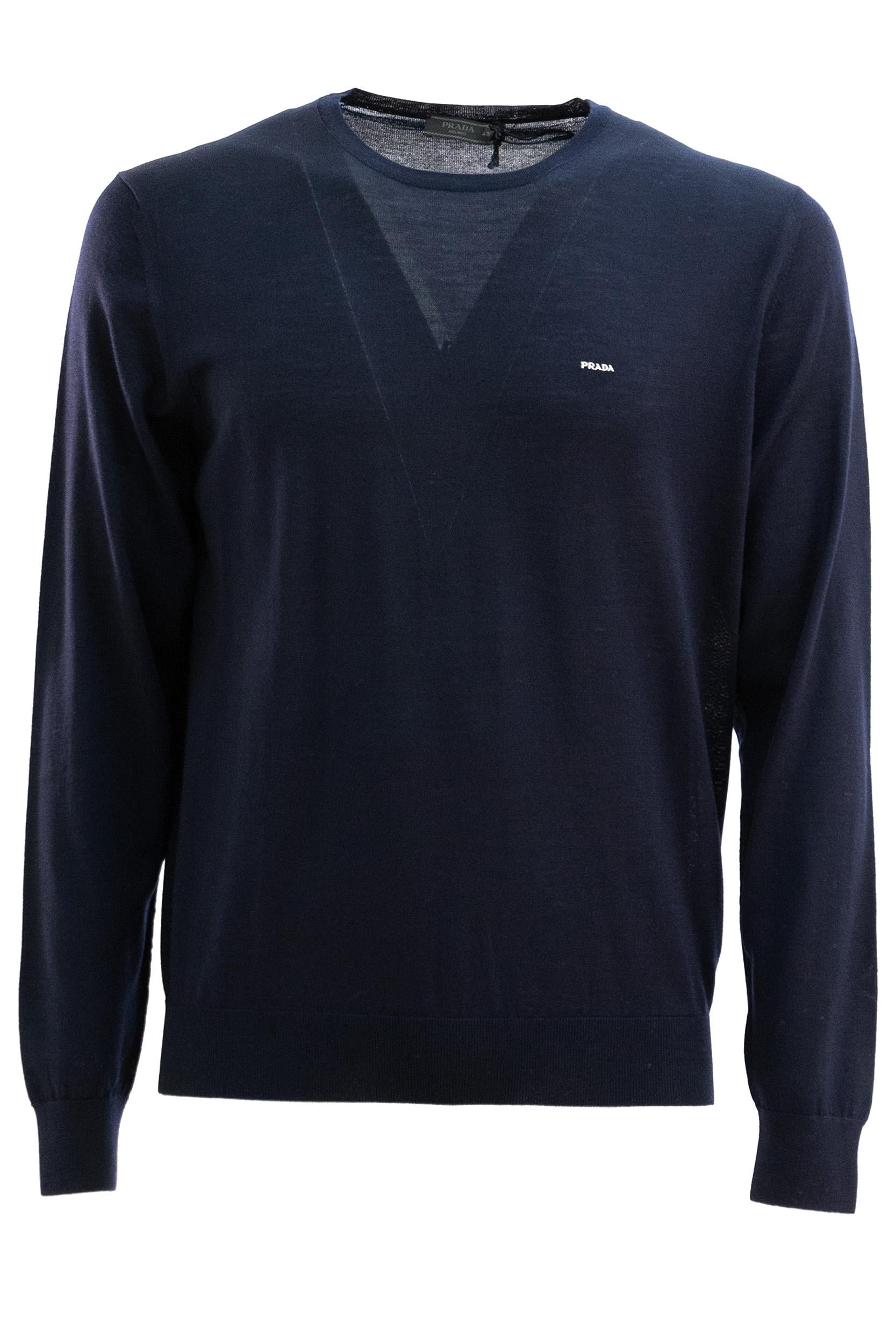 Pullover in lana di colore blu <BR/> UMF146 S OOO 18DY F0008 PRADA