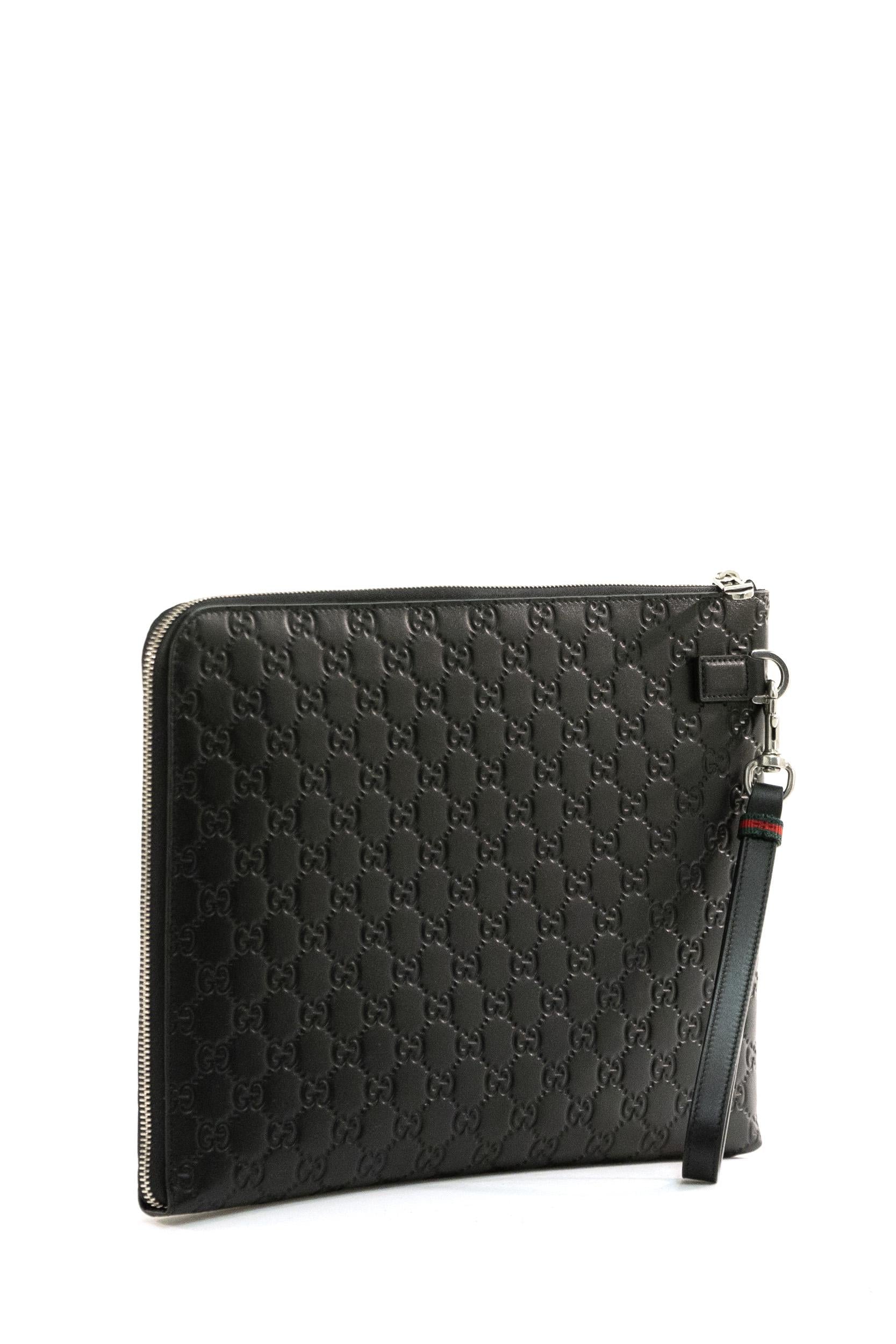 Pouch GG Emblem in Pelle<BR/> 850224 AAFOK 1053 GUCCI