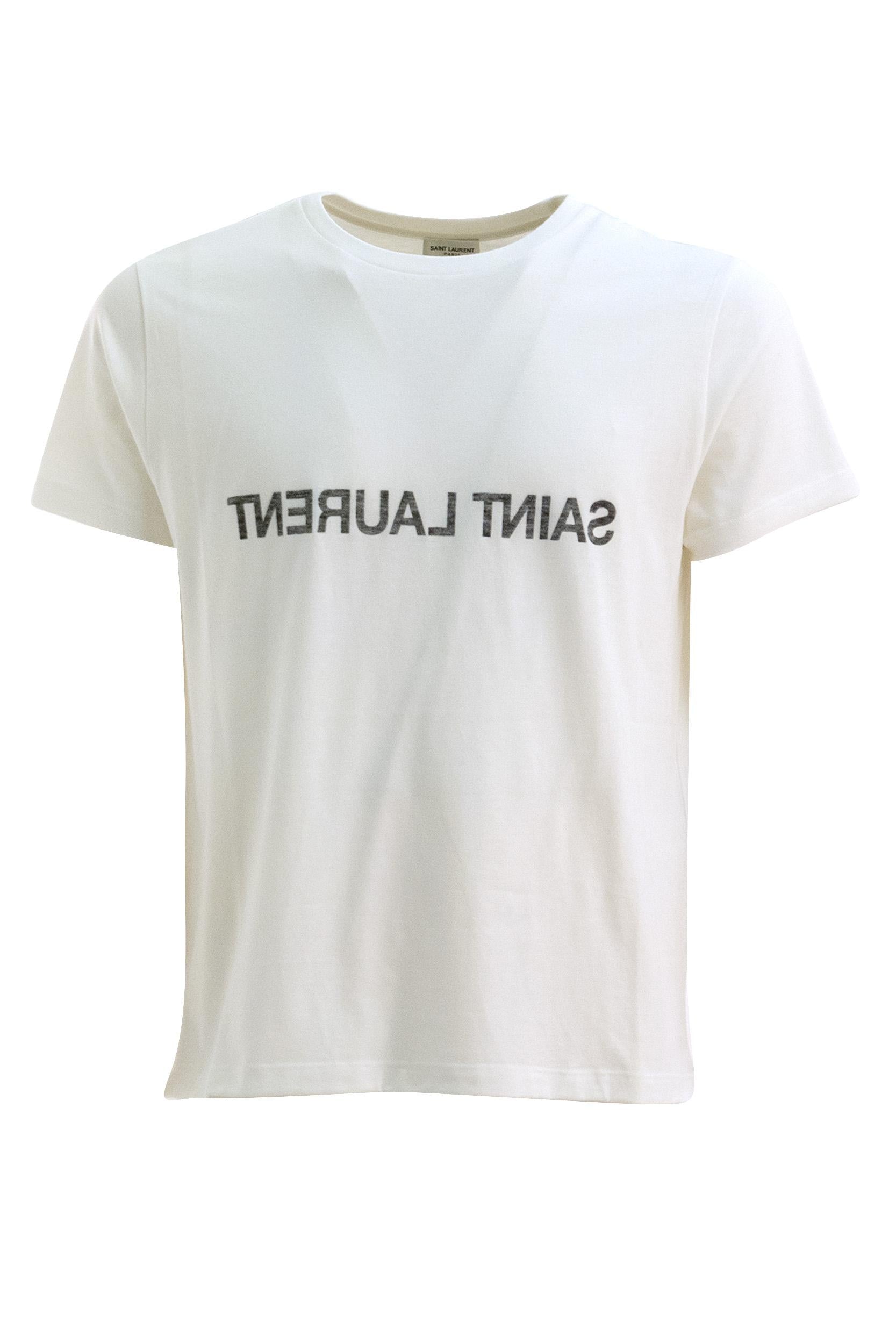 T-shirt in jersey di cotone color avorio <BR/><BR/> 663278 Y37AW 9744 SAINT LAURENT