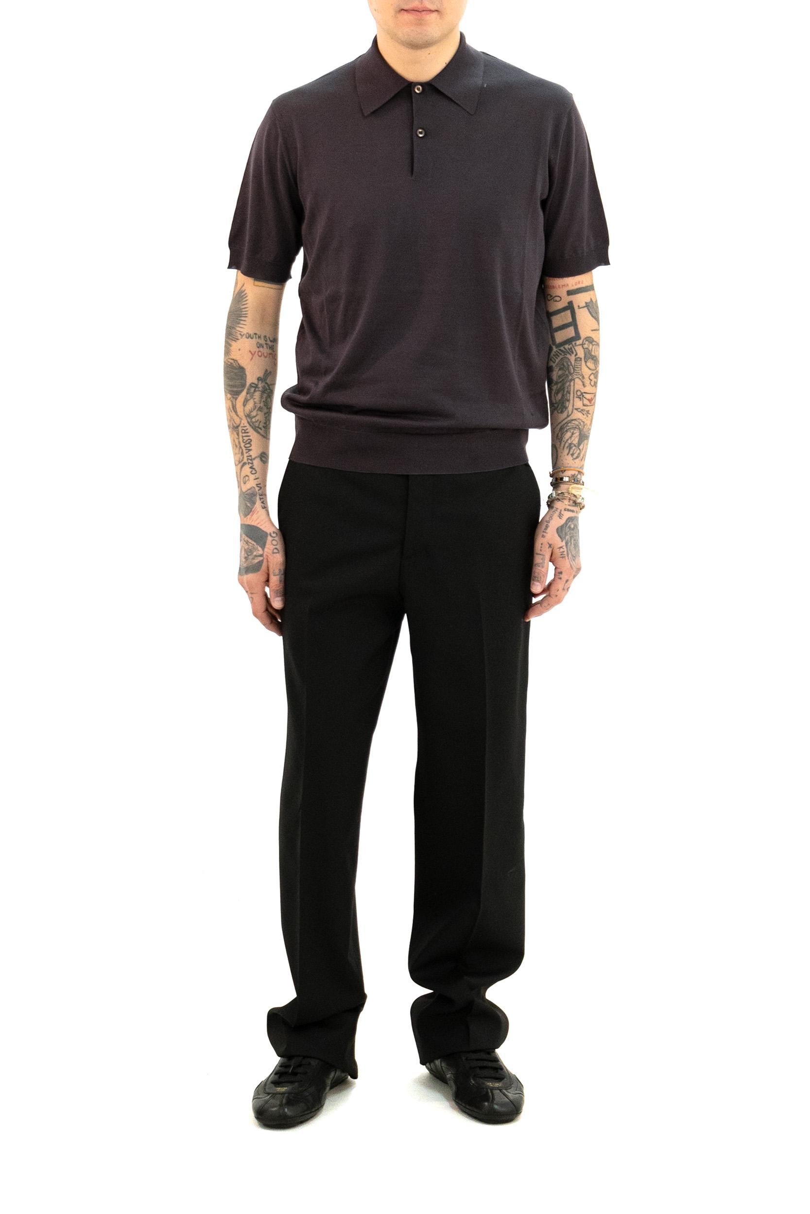 Polo in seta di colore marrone<BR/> UMF186 S OOO 18KL F0003 PRADA