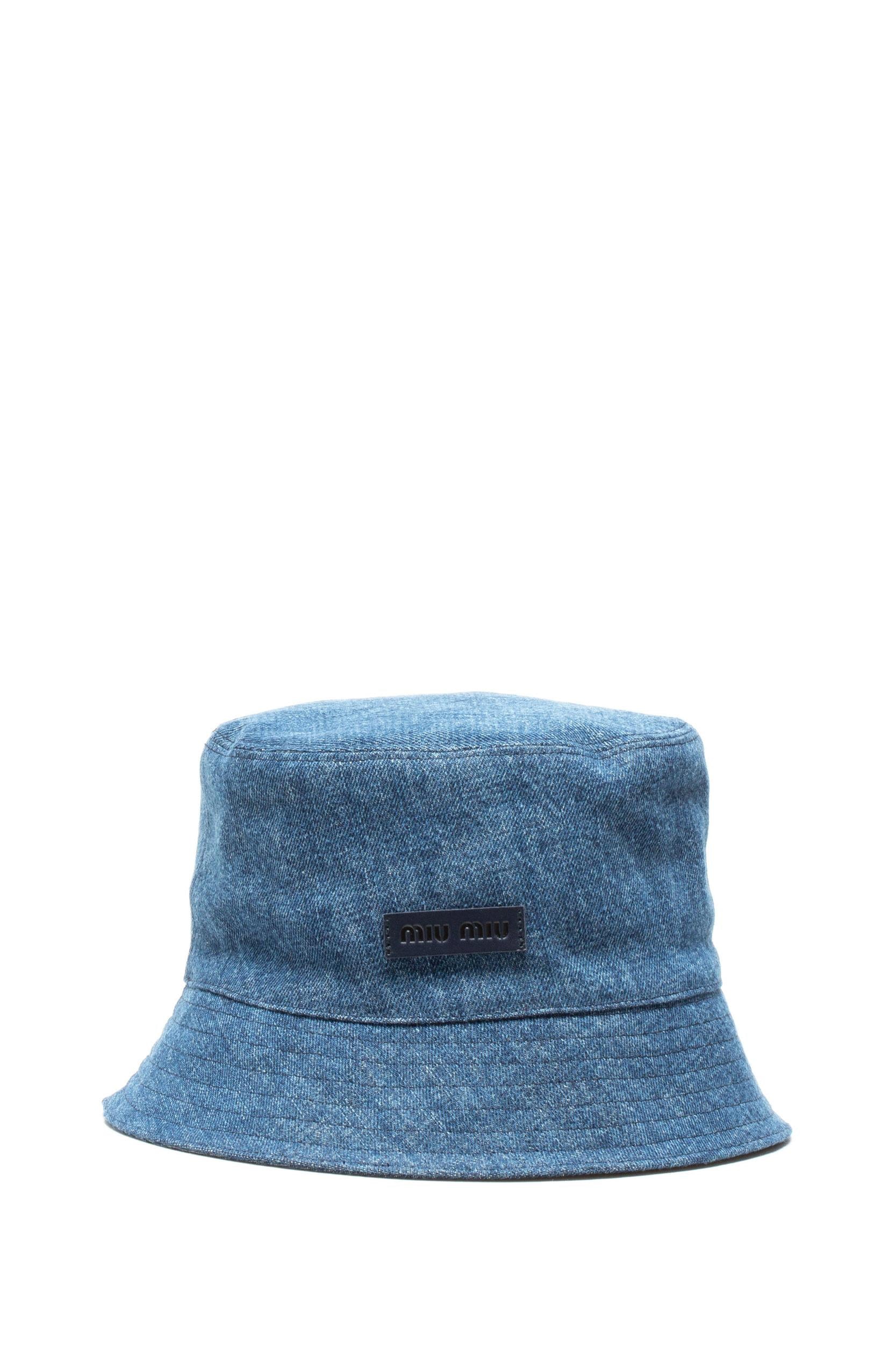 Cappello da Pescatore in Denim<BR/> 5HC137 AJ6 F0008 MIU MIU