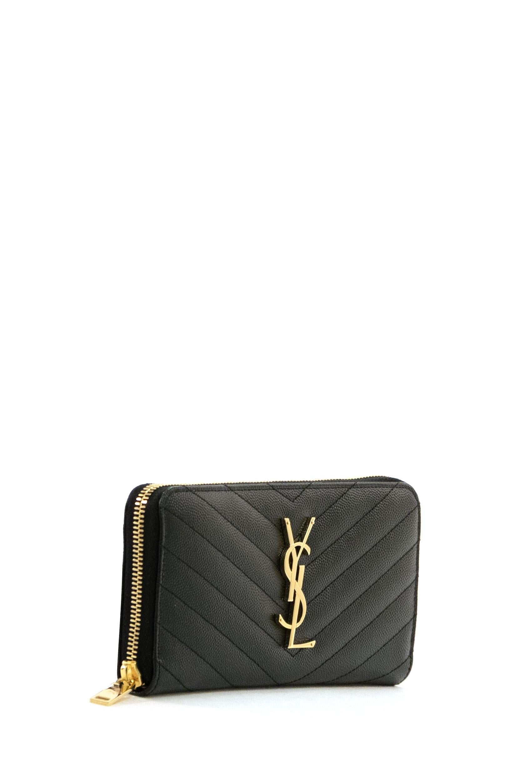 Portafoglio Cassandre in in pelle grain de pudre color nero <BR/> 358094 BOW01 1000 SAINT LAURENT