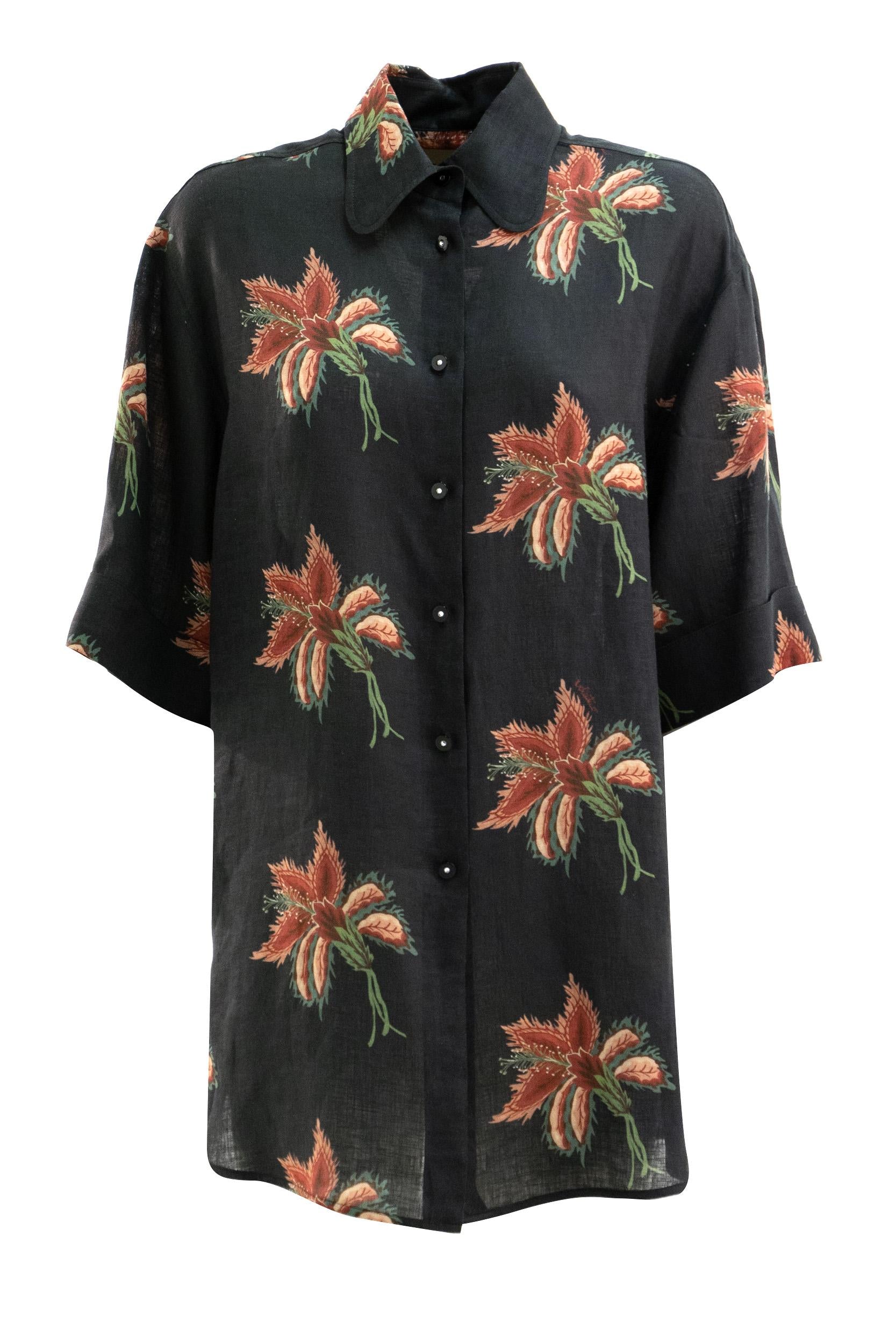 Camicia Bowling in Lino<BR/> 8B3AA0F5A5M D5Y VALENTINO GARAVANI