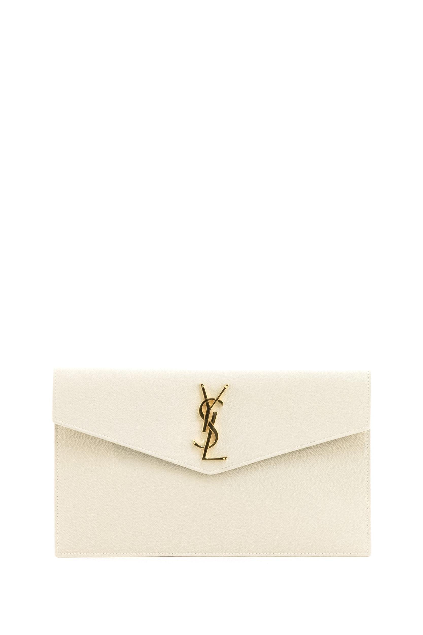 Pochette Uptown in pelle grain de poudre bianco 565739 1GF0J 9207 SAINT LAURENT