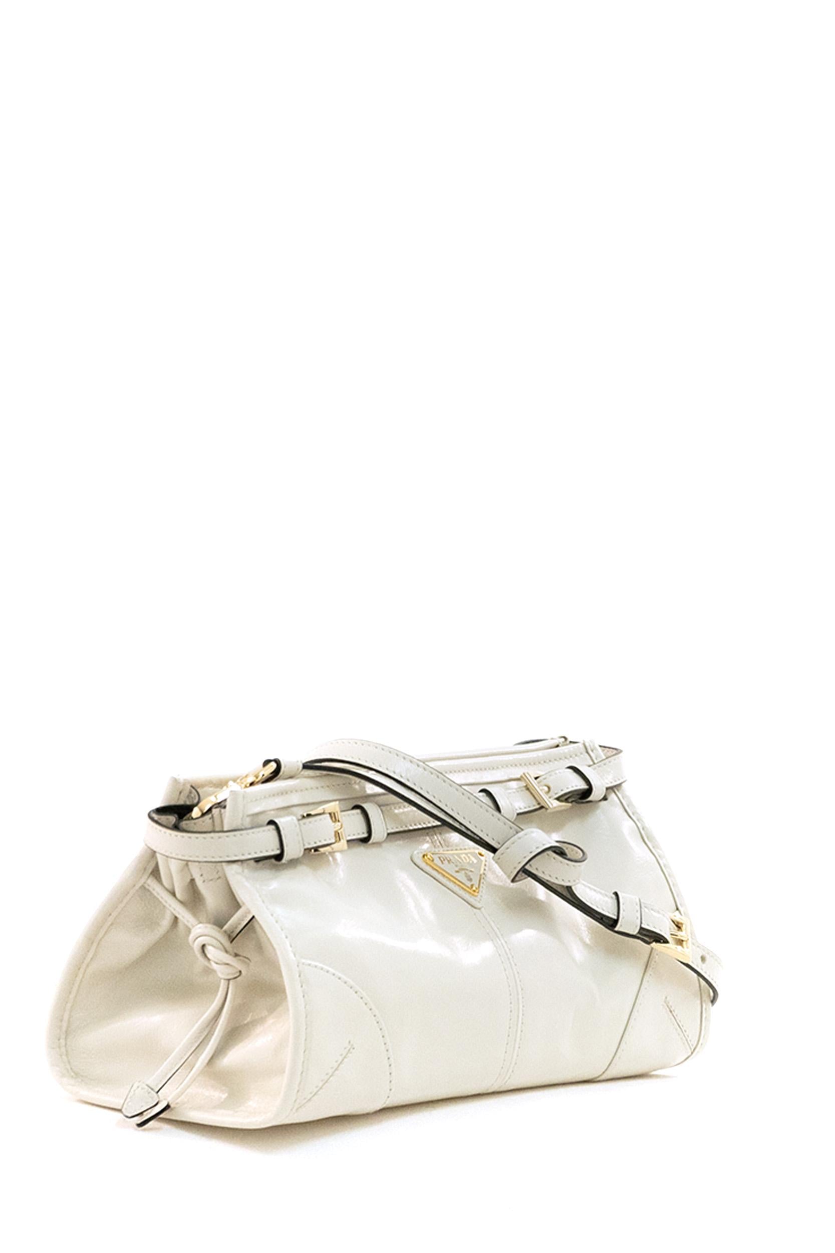 Borsa Prada Bonnie small in pelle di colore bianco<BR/> 1BH215 2CYR F0PG7 PRADA
