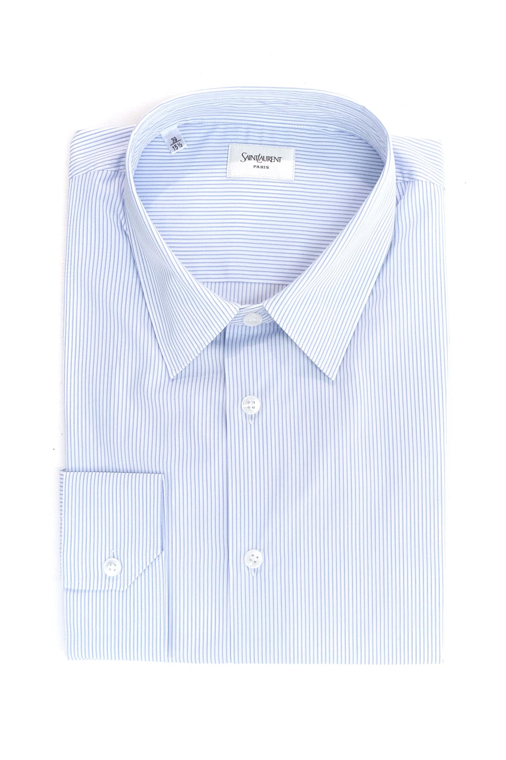 Camicia Cassandre a Righe in Popeline di Cotone<BR/> 859779 Y2N27 9862 SAINT LAURENT