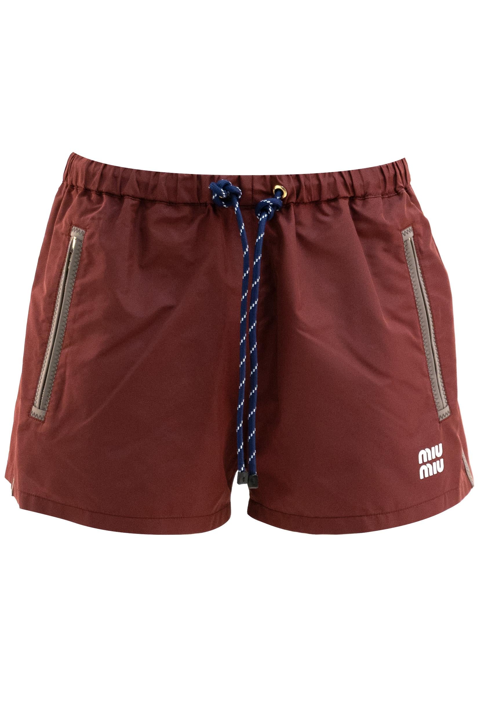 Shorts in Tela Tec di colore bordeaux<BR/> MP1809 S OOO 121I F0399 MIU MIU