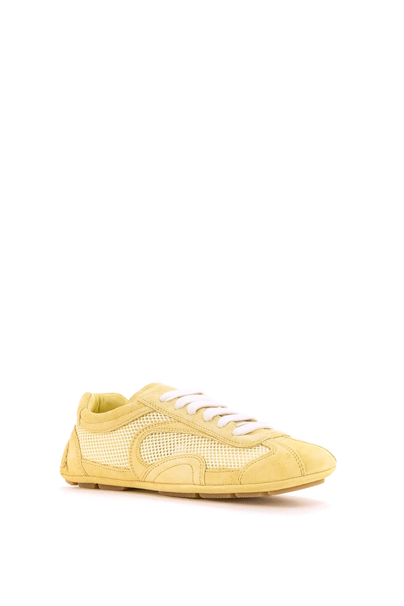 Sneakers Montecarlo Re-Edition 2005 in mesh e suede di colore giallo<BR/> 1E247O F D010 3D8C F0901 PRADA