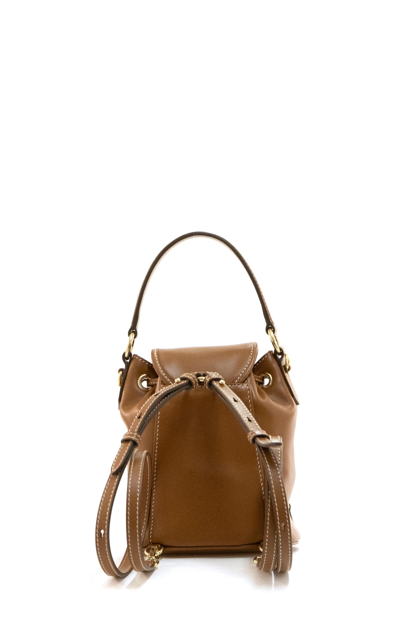 Mini zaino in pelle di colore marrone<BR/> 5BZ045 V OOM 2CRW F0046 MIU MIU