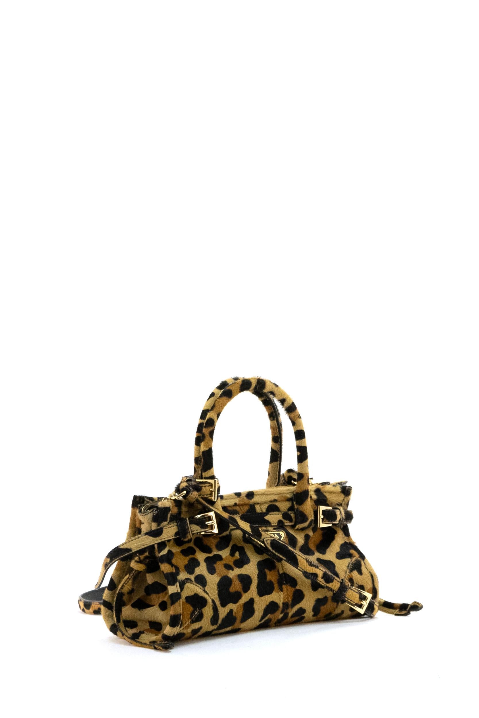 Borsa Bonnie in cavallino stampa animalier<BR/> 1BA486 2C7B F0151 PRADA