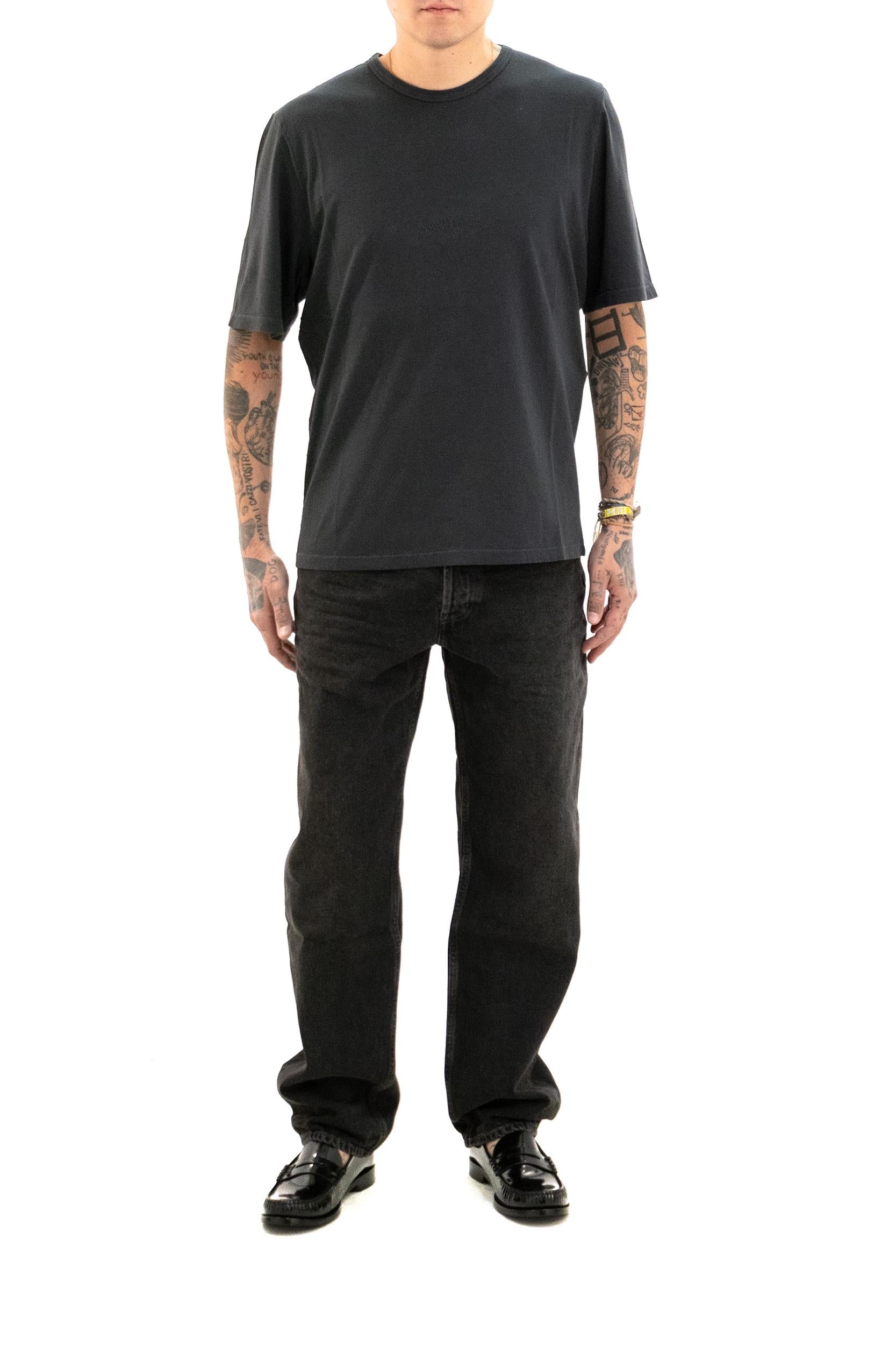 T-shirt in jersey di cotone color nero <BR/> 818535 YBHD2 1025 SAINT LAURENT