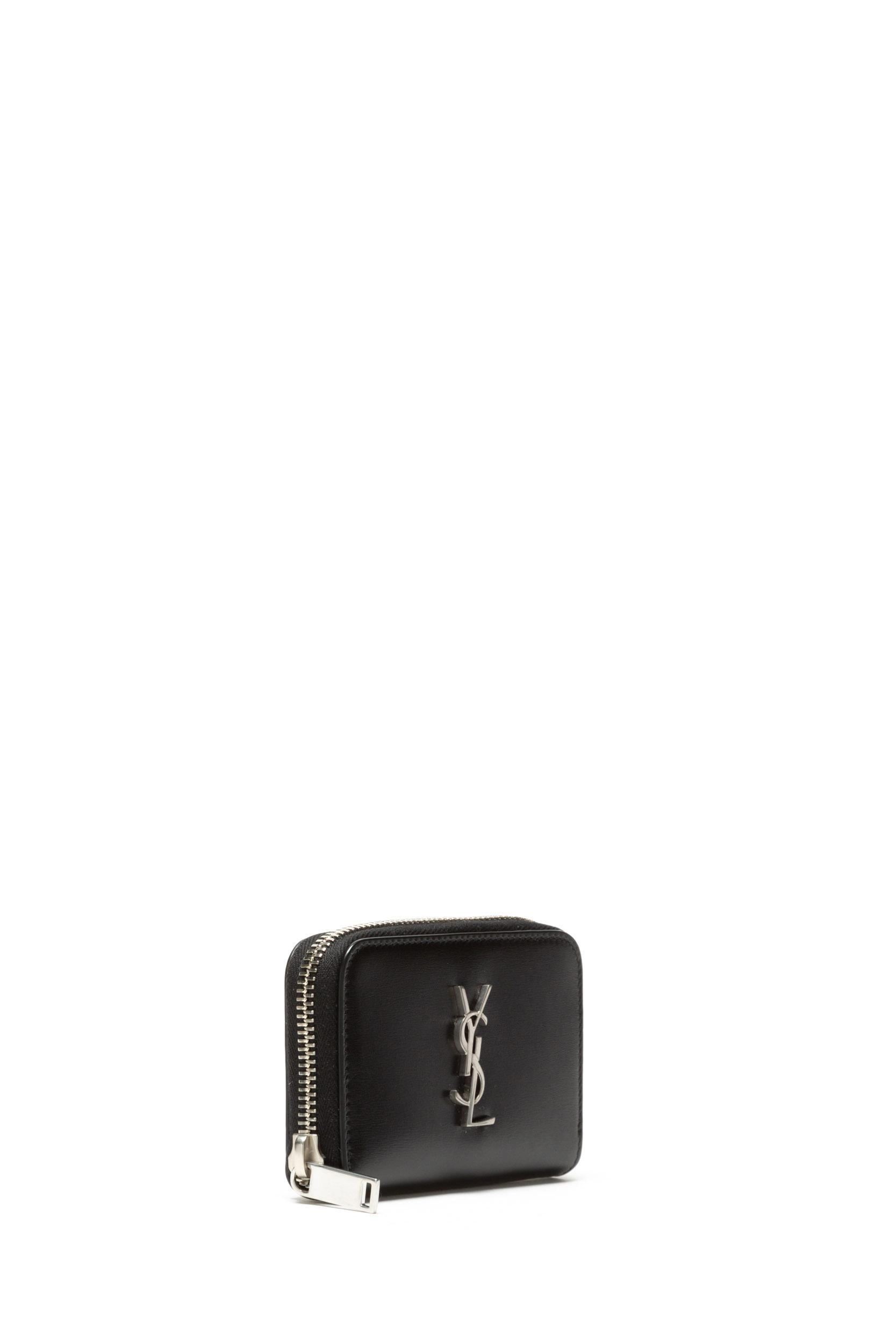 Portamonete Cassandre in pelle liscia con logo in metallo 535411 0SX0E 1000 SAINT LAURENT
