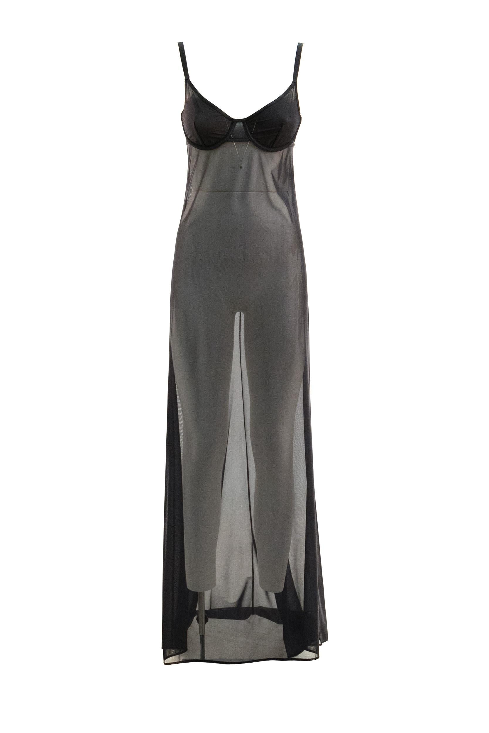 Abito Naked in tulle tecnico stretch di colore nero<BR/> 857331 TSR01 1000 BALENCIAGA