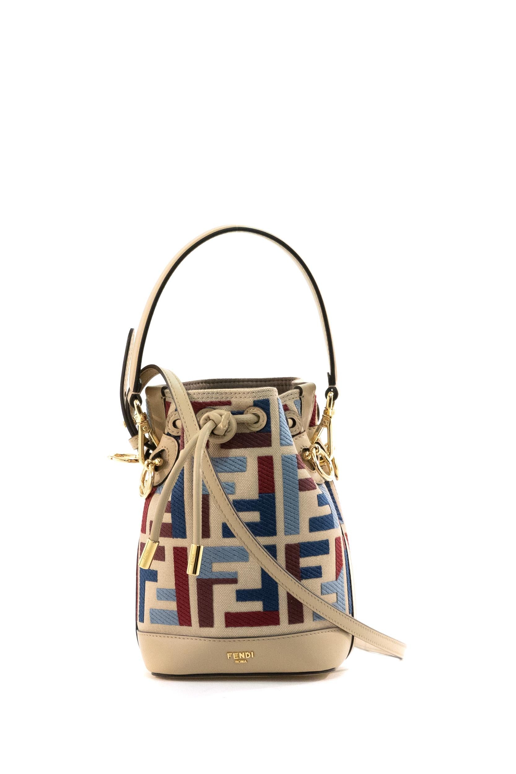 Secchiello Mon Tresor Mini in Canvas<BR/> 8BS109 AYDF F1HL2 FENDI