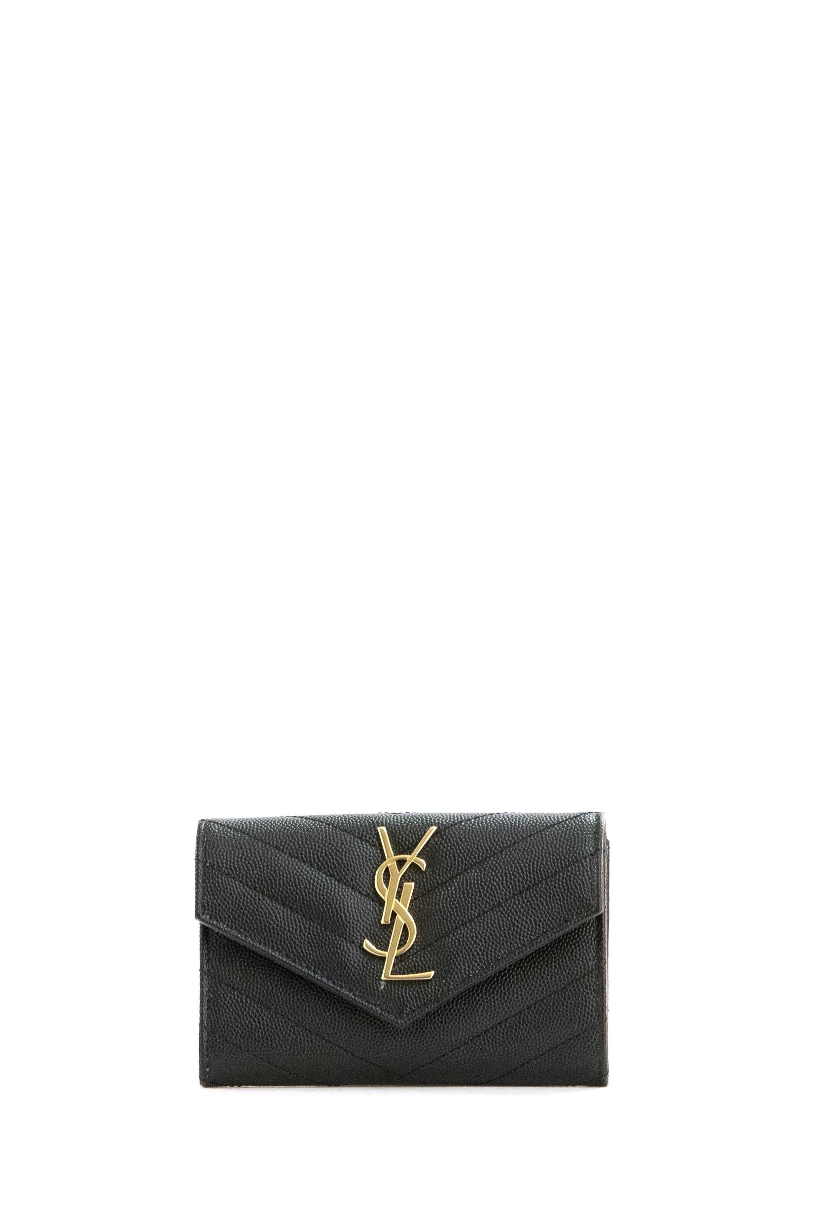 Portafogli Envelope in Pelle Grain de Poudre colore nero<BR/> 414404 BOW01 1000 SAINT LAURENT