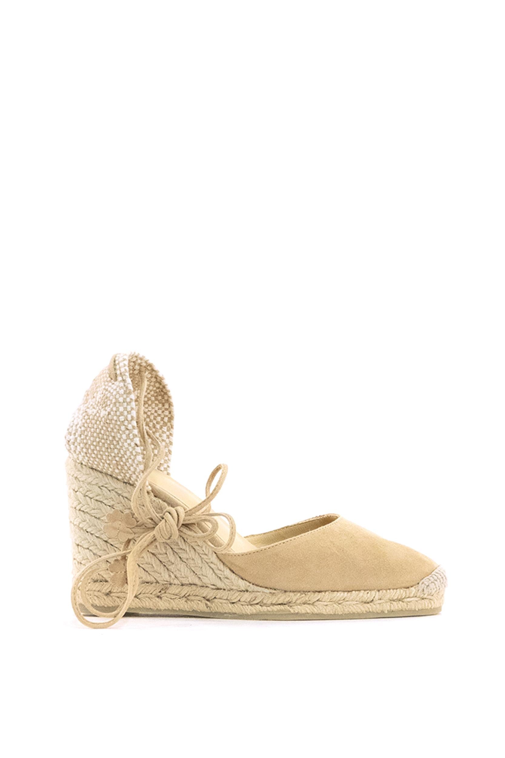 Espadrillas con zeppa Carina in suede di colore beige<BR/> CARINA/8/007 TOSTADO CASTANER