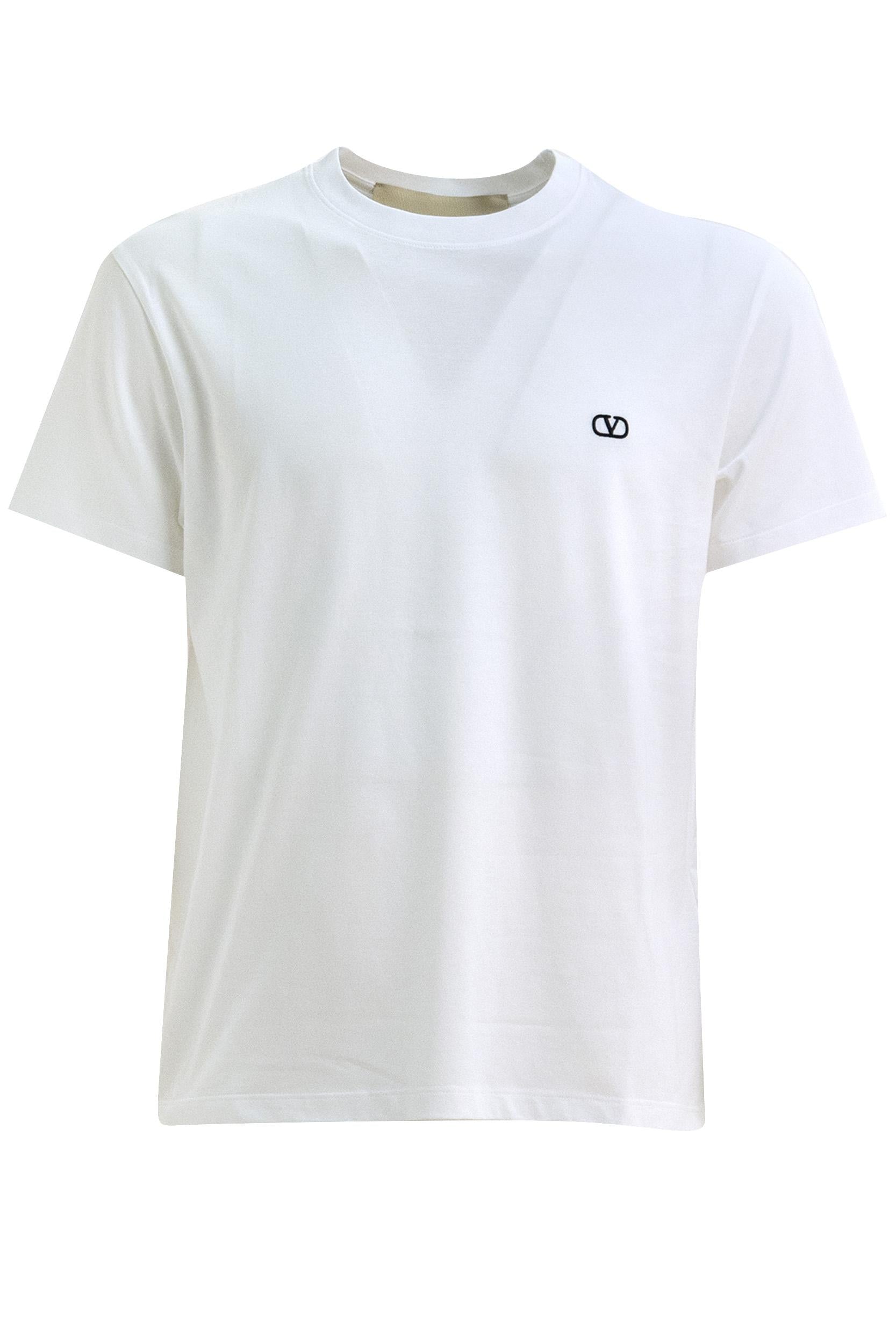 T-shirt in cotone di colore bianco<BR/> 9V3MG10VBMM 0BO VALENTINO GARAVANI
