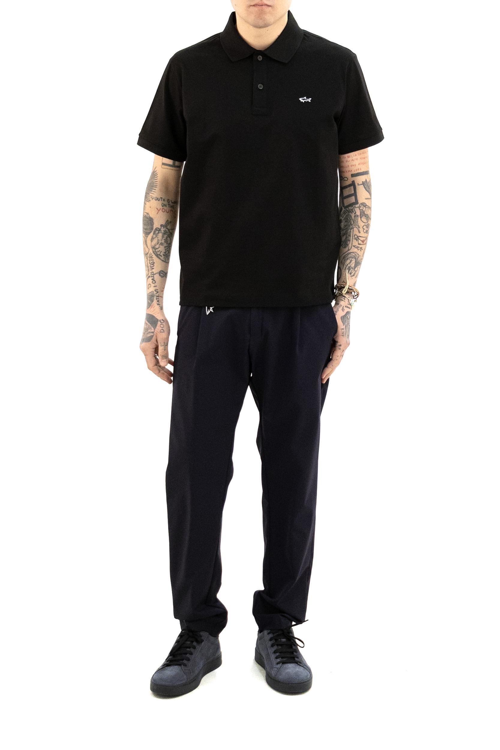 Polo in piqué di cotone di colore nero 99311001 011 PAUL & SHARK