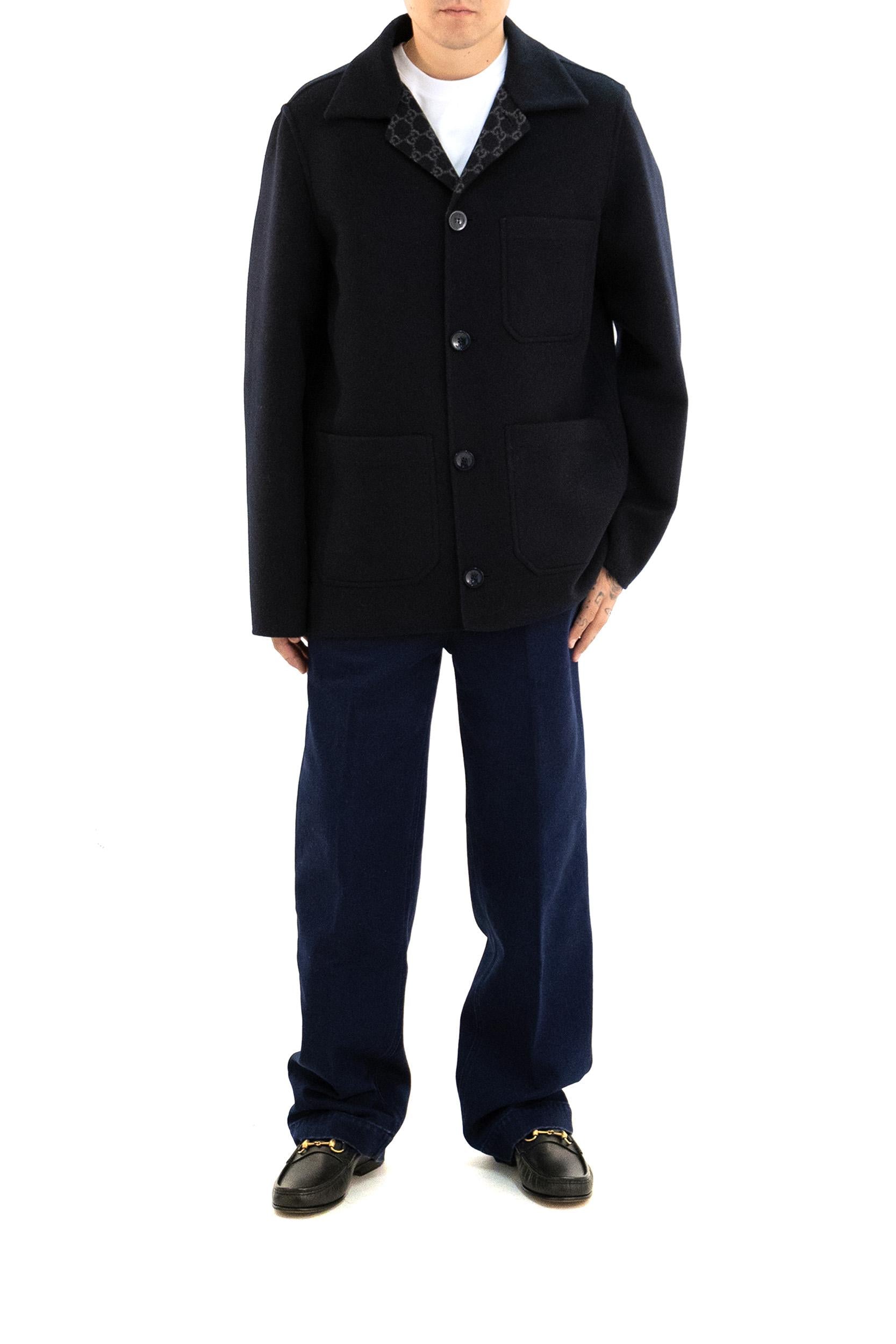 Giacca in lana color blu<BR/> 827087 ZASZE 4355 GUCCI