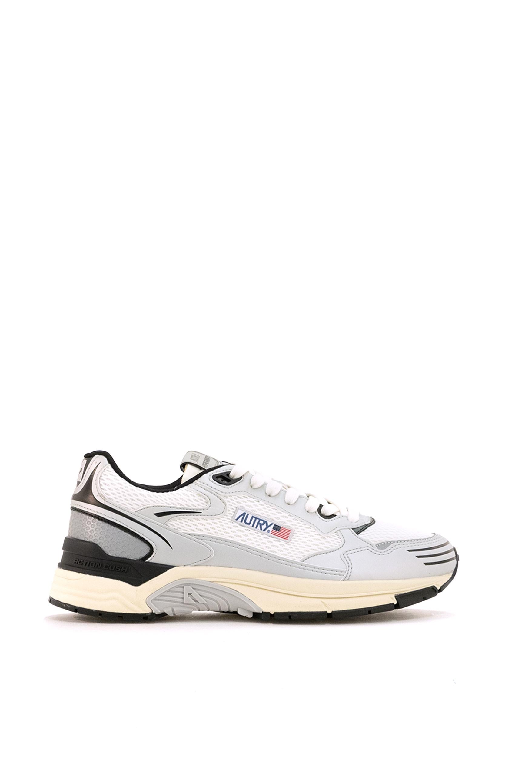 Sneakers Hyperway in pelle e mesh color argento e bianco <BR/> HYLM MV03 SILV/BLK AUTRY