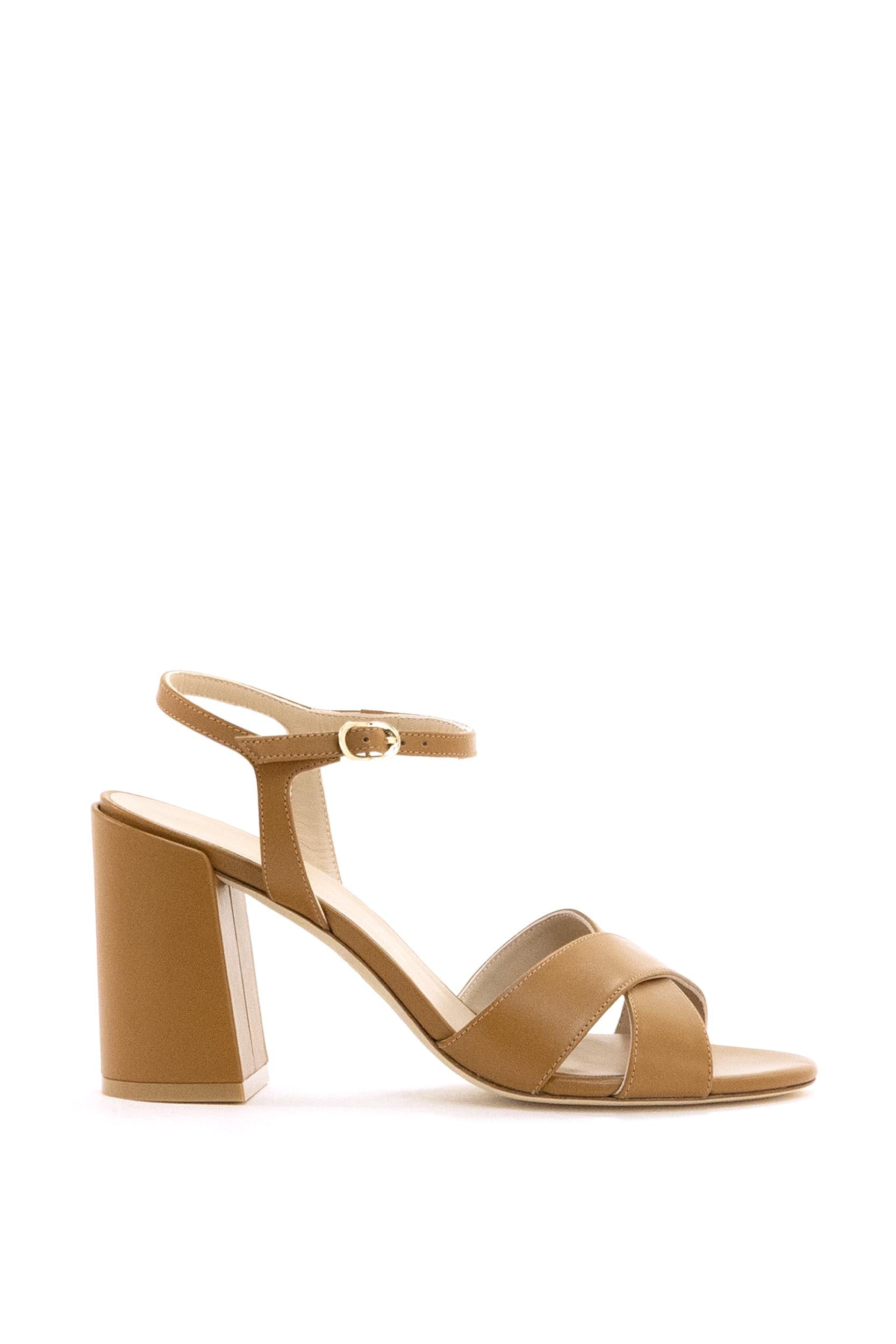 Sandali Alyssa in Vitello<BR/> ALYSSA BLOCK 85 TAN STUART WEITZMAN