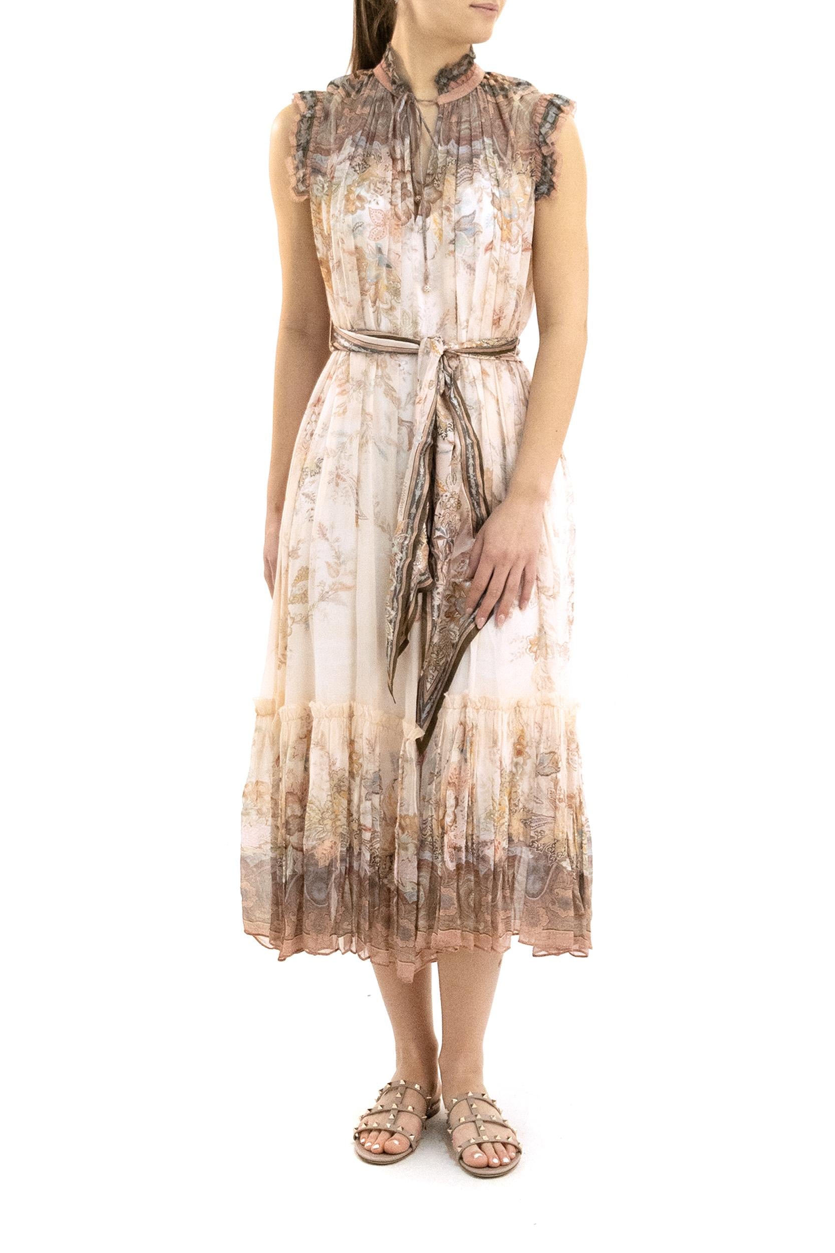 Abito midi Alchemy con stampa floreale di colore rosa <BR/> 7280DS262 PINK ZIMMERMANN