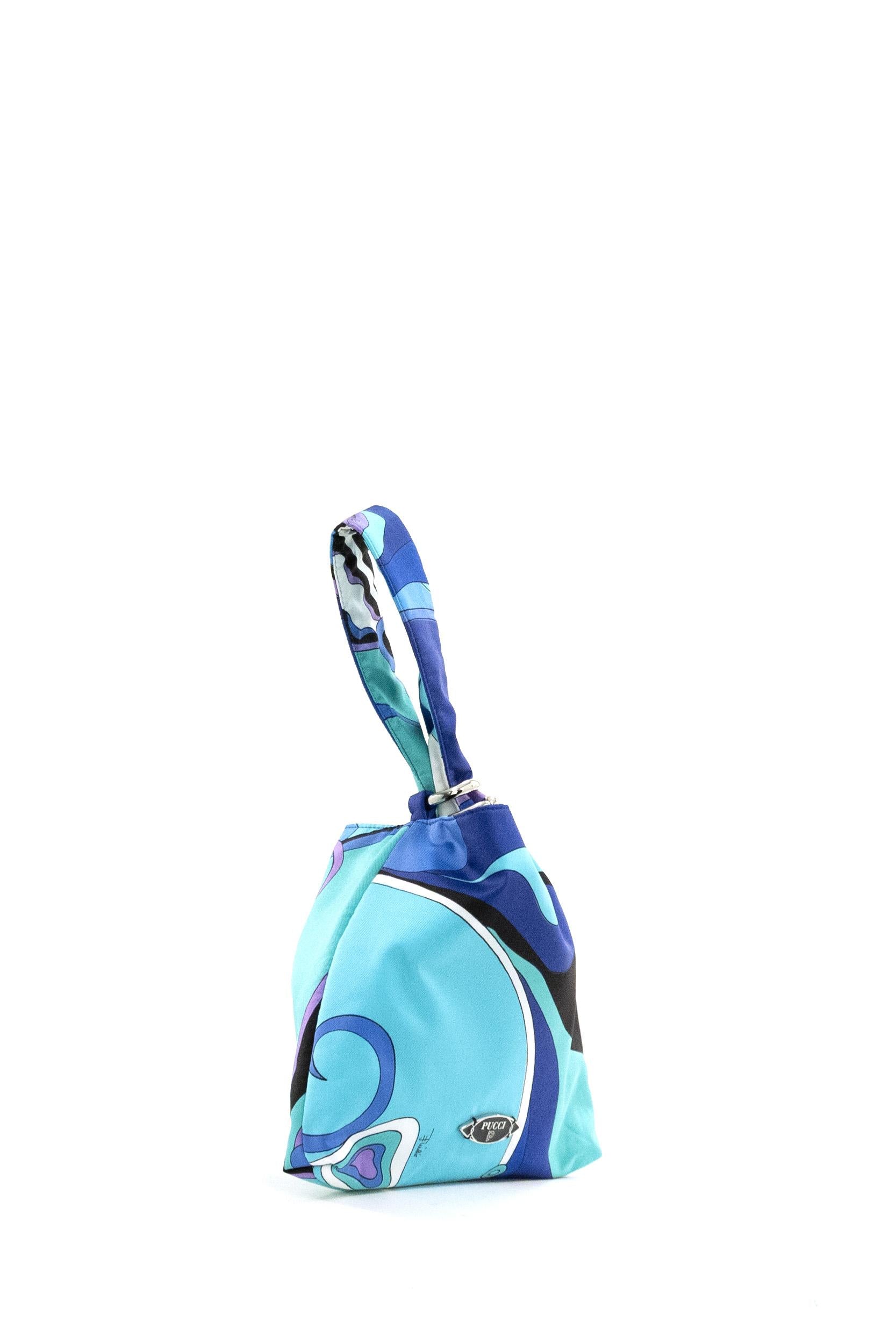 Borsa Emilio in seta con stampa Vivara di colore turchese e blu<BR/> 6HBD65 6H731 029 EMILIO PUCCI