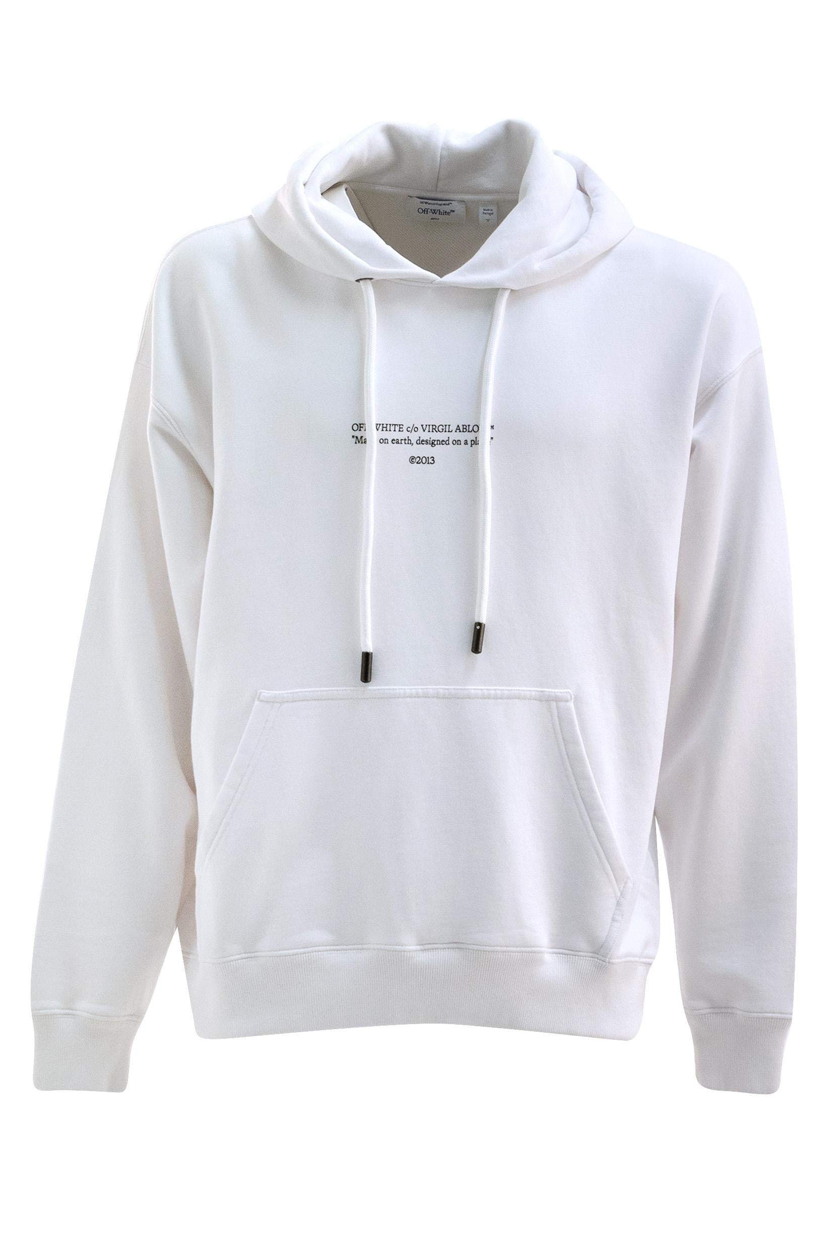 Felpa con cappuccio in cotone di colore bianco<BR/> 44MBB085S26F009100 WHITE OFF WHITE