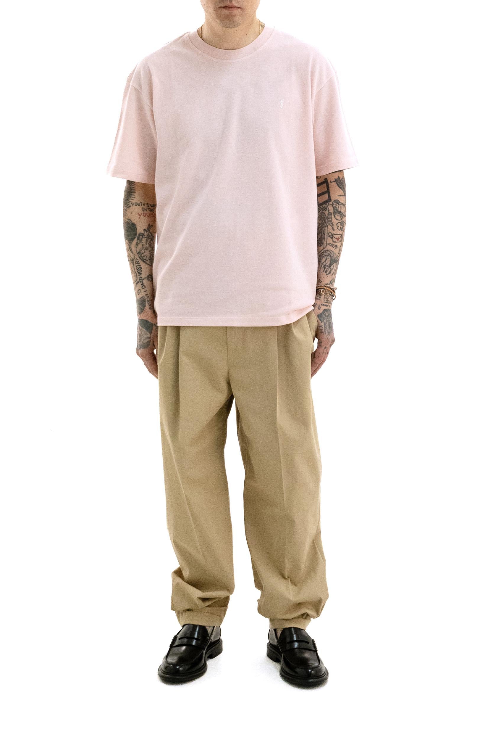 T-shirt in piqué di colore rosa <BR/> 832941 Y37HC 5631 SAINT LAURENT