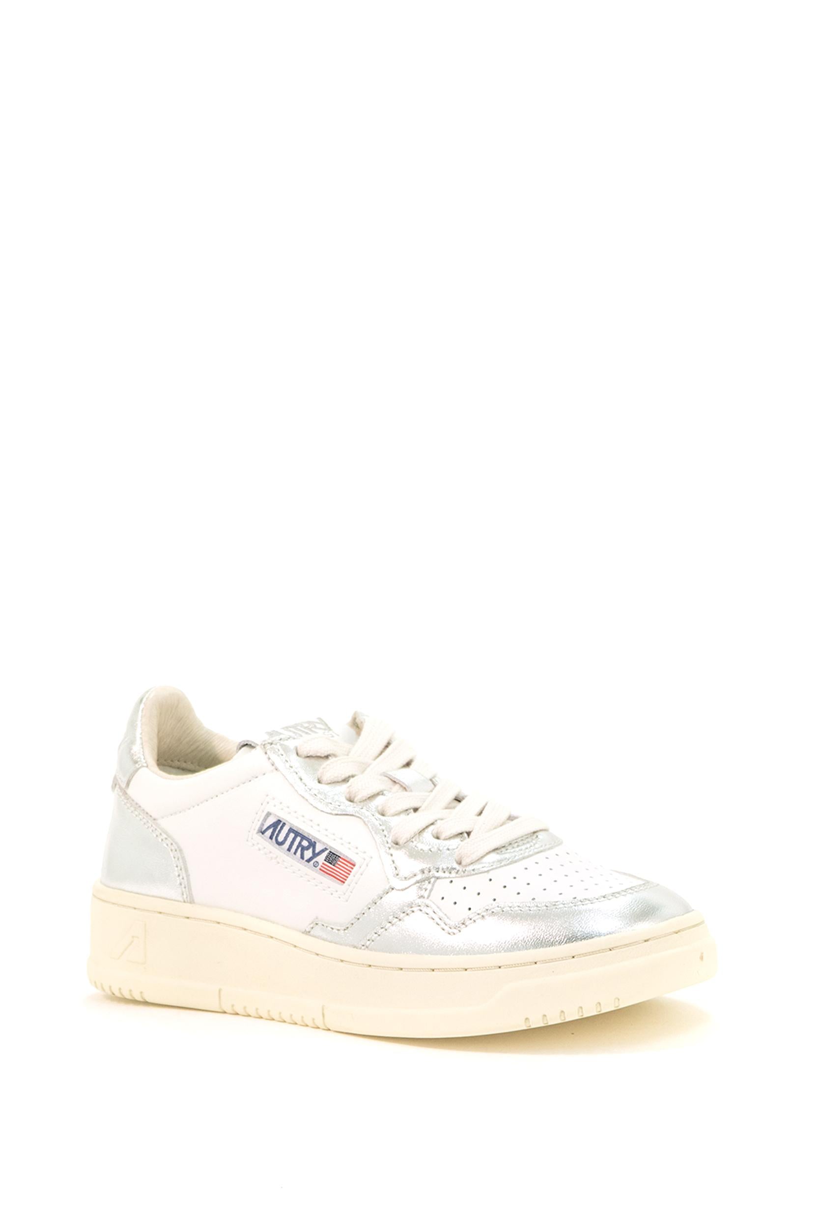 Sneakers basse bianche e argento AULW WB18 WHT/SILVER AUTRY