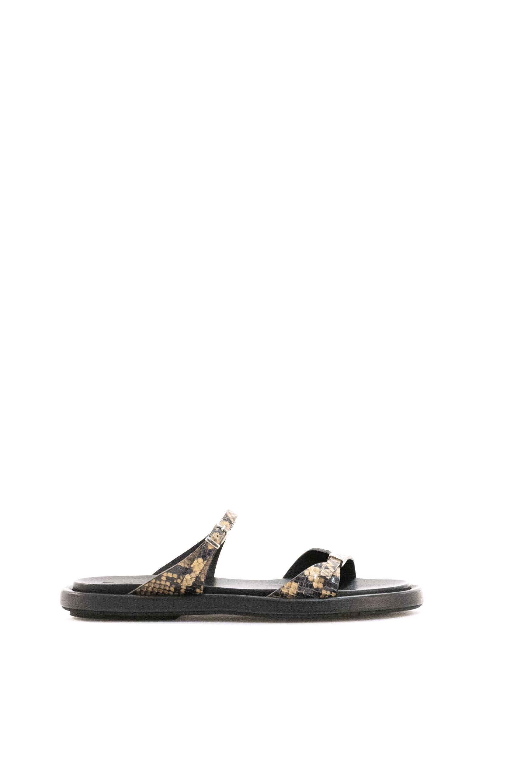 Sandali Laila in pelle stampa pitone color naturale<BR/> ARE14 DIAMANTE SABBIA POEVE
