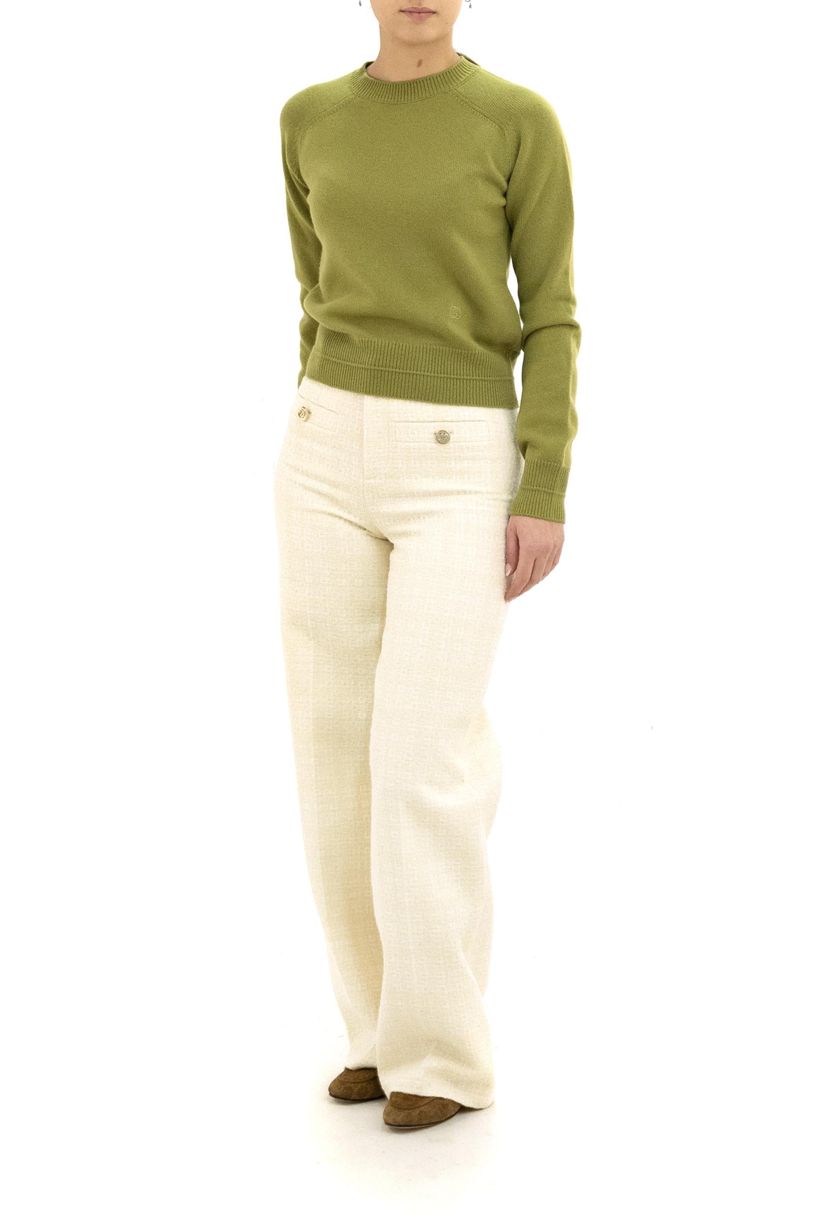 Maglione in Lana Cashmere con Ricamo<BR/> 852069 XKFB7 3231 GUCCI