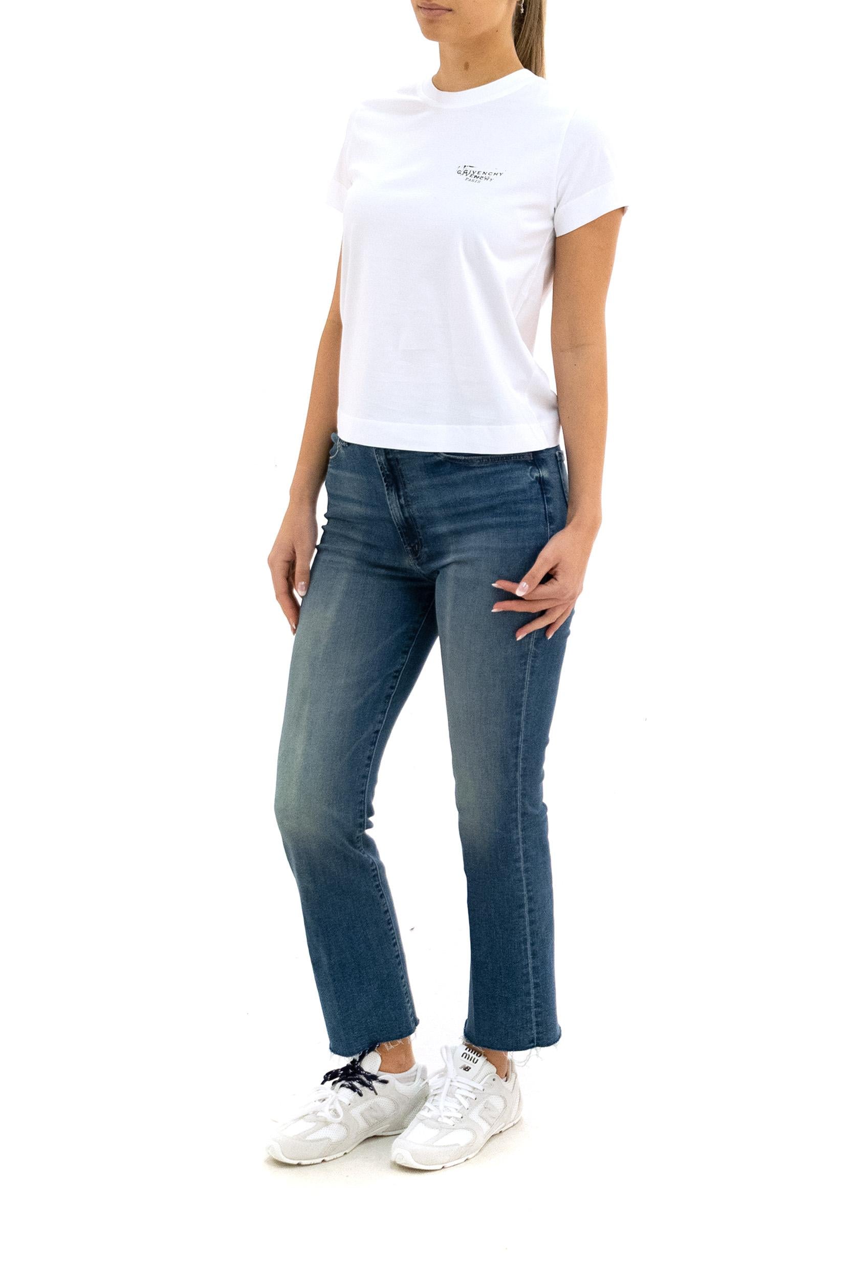 T-shirt in cotone di colore bianco<BR/> BW70FJP7A7 100 GIVENCHY