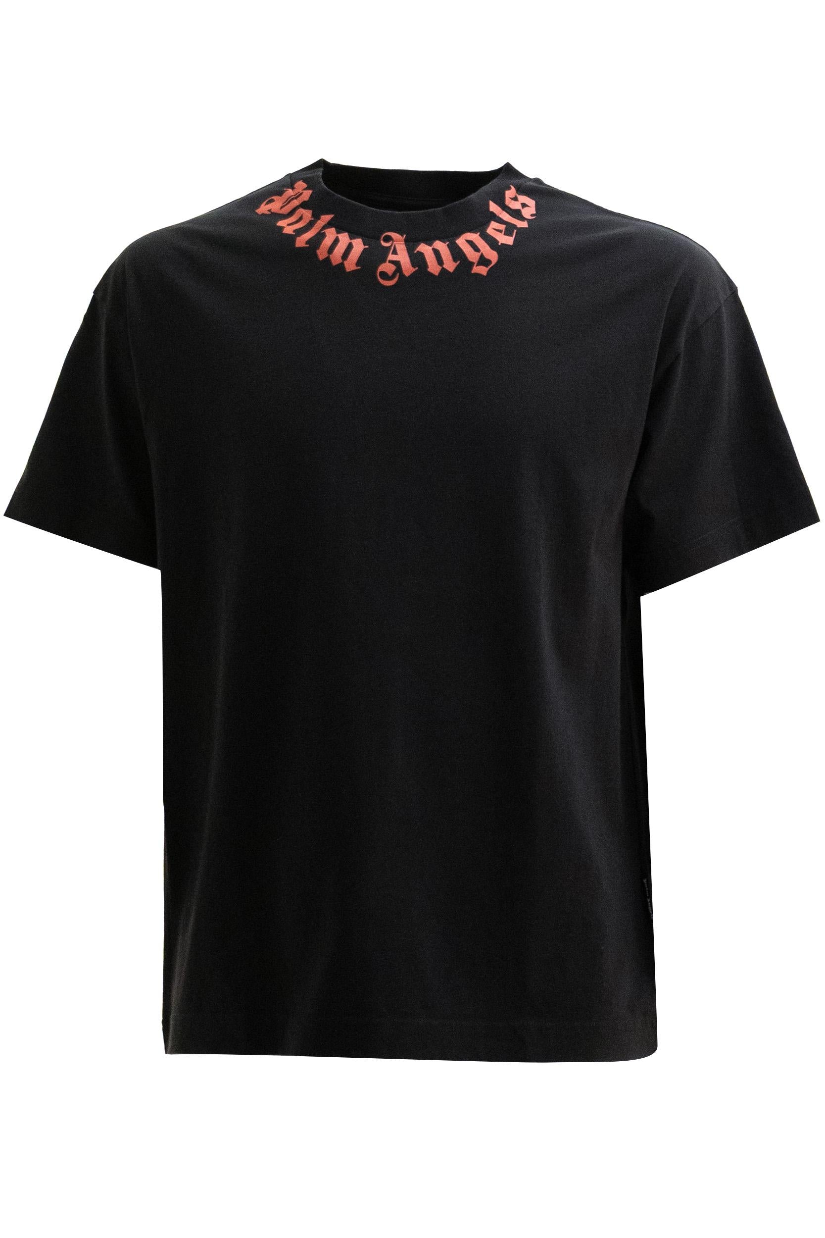 T-shirt Neck Logo in Cotone<BR/> PMAA109S26JER008 1003 PALM ANGELS