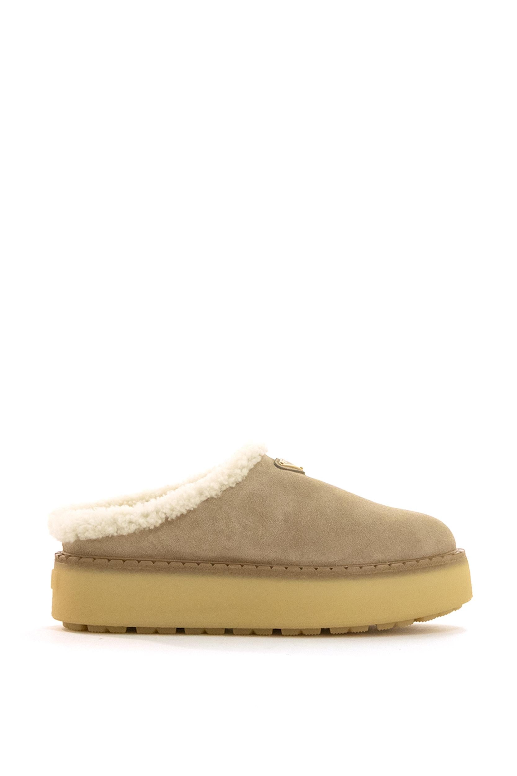Sabot in suede di colore beige<BR/> 1S715N F ZG50 JFT F0F24 PRADA