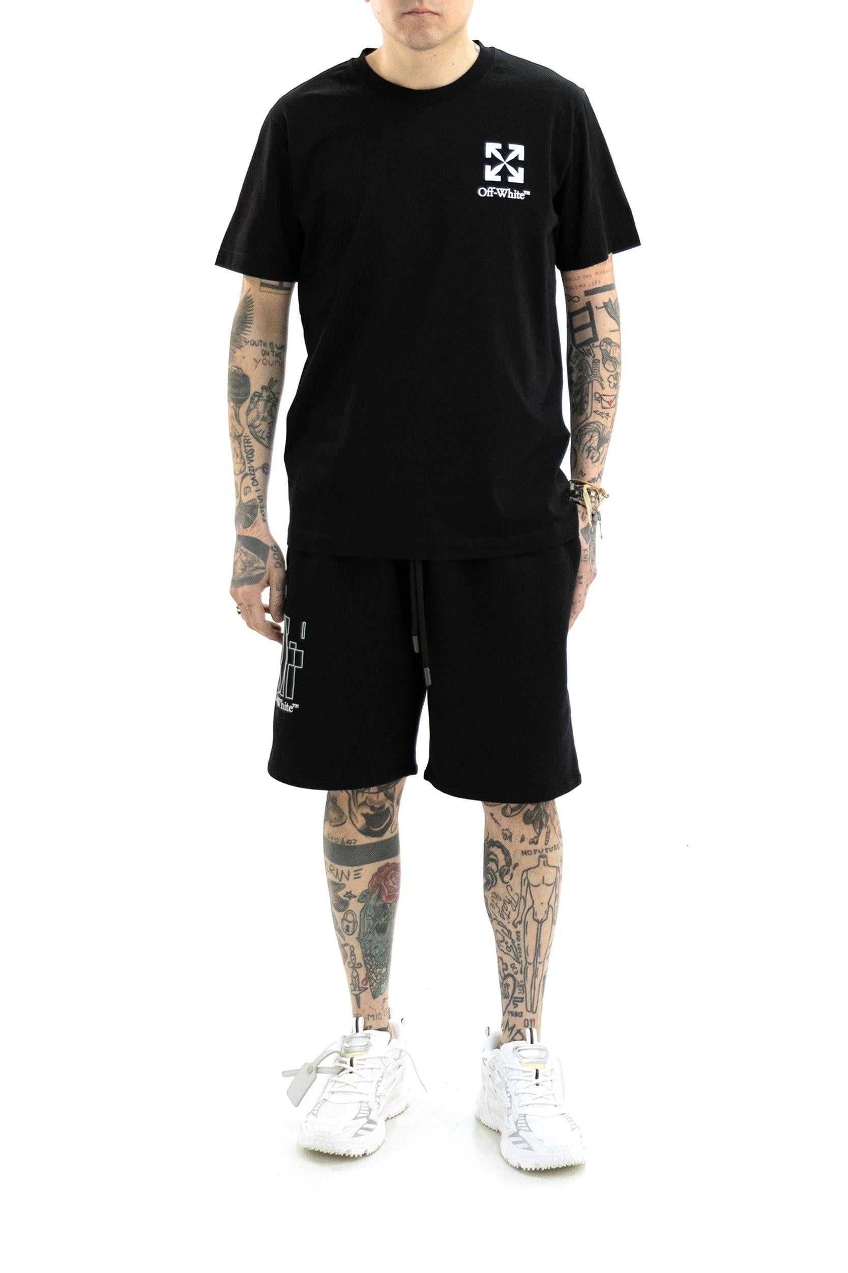 T-shirt in cotone di colore nero<BR/> 44MAA027S26J00B001 BLACK OFF WHITE