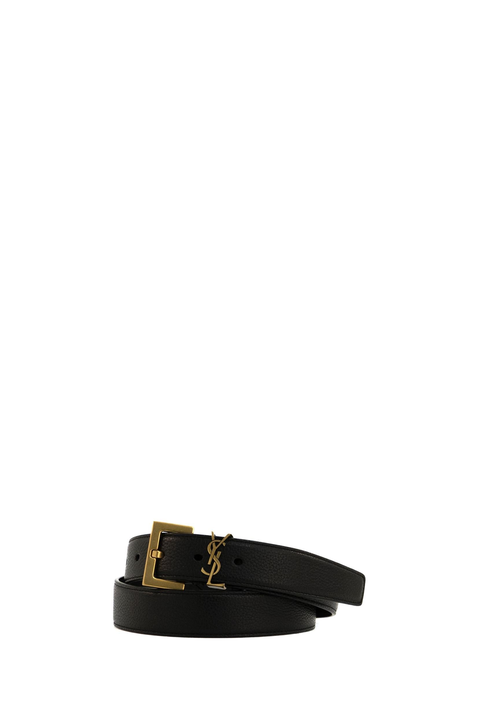 Cintura Cassandre in pelle martellata color nero<BR/> 634437 DTI0W 1000 SAINT LAURENT